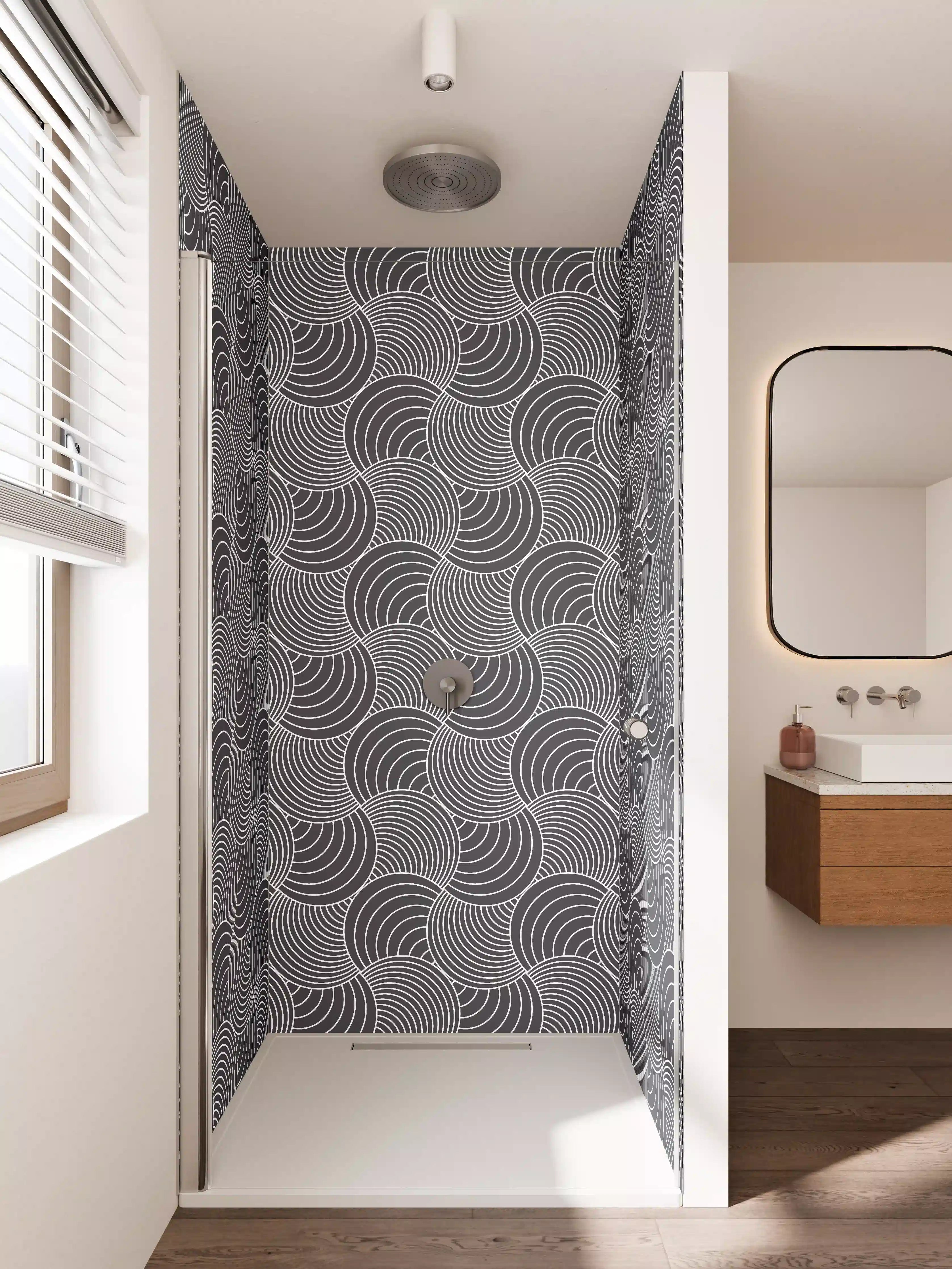 Duschrückwand - Moderne geometrische Schwarz-Weiß-Design
