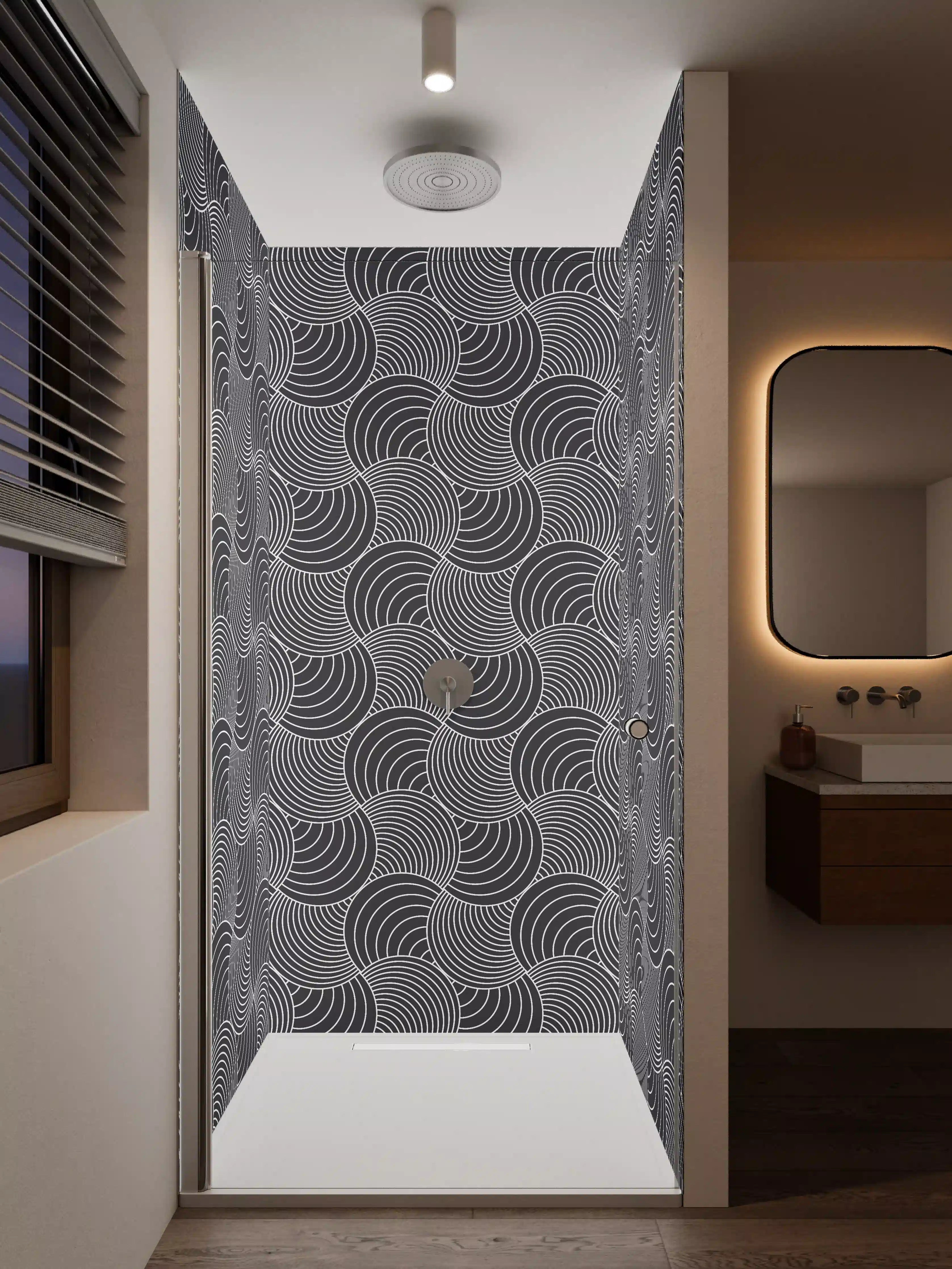 Duschrückwand - Moderne geometrische Schwarz-Weiß-Design
