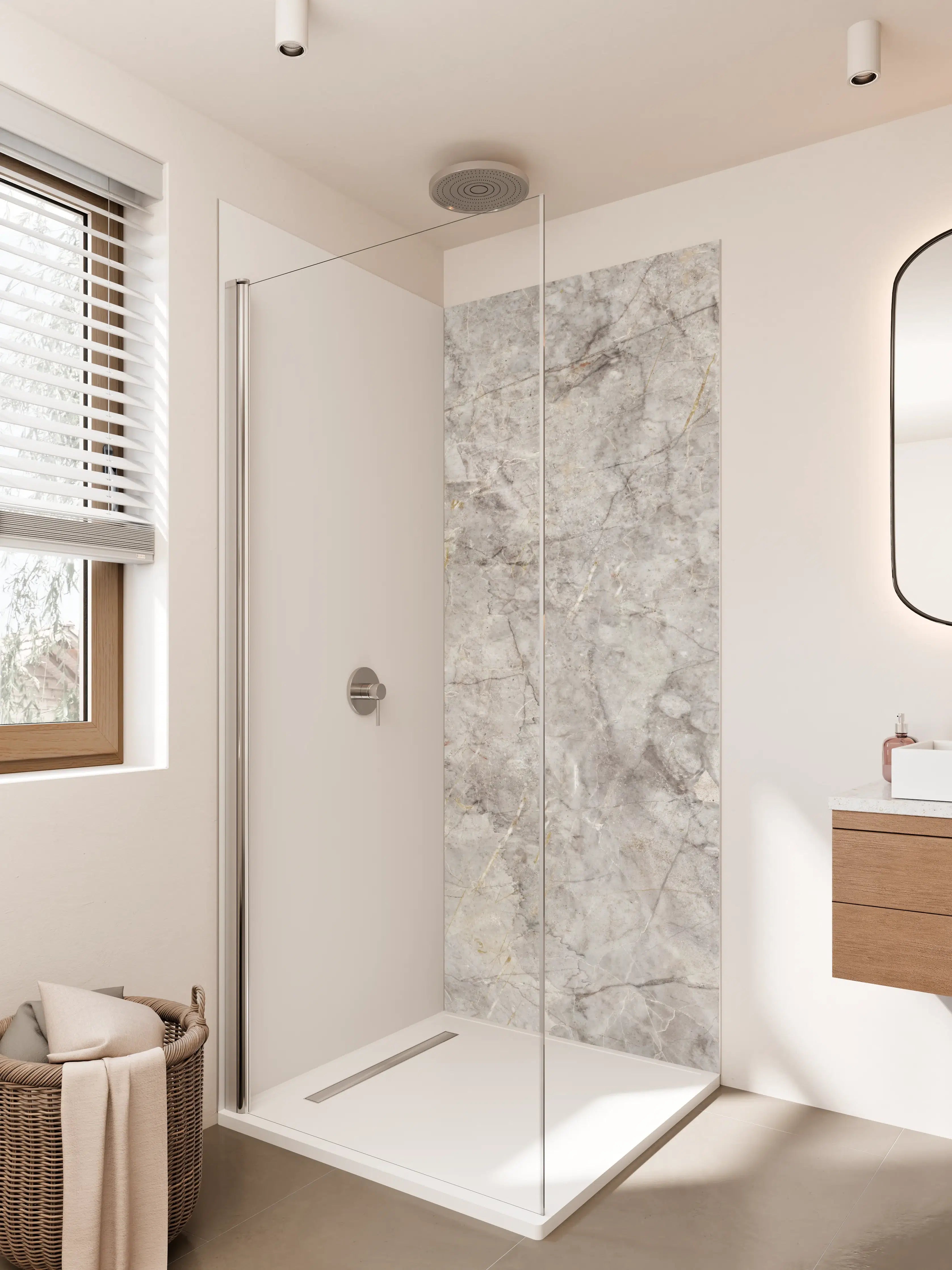 Duschrückwand - Moderne graue Fliesen-Textur