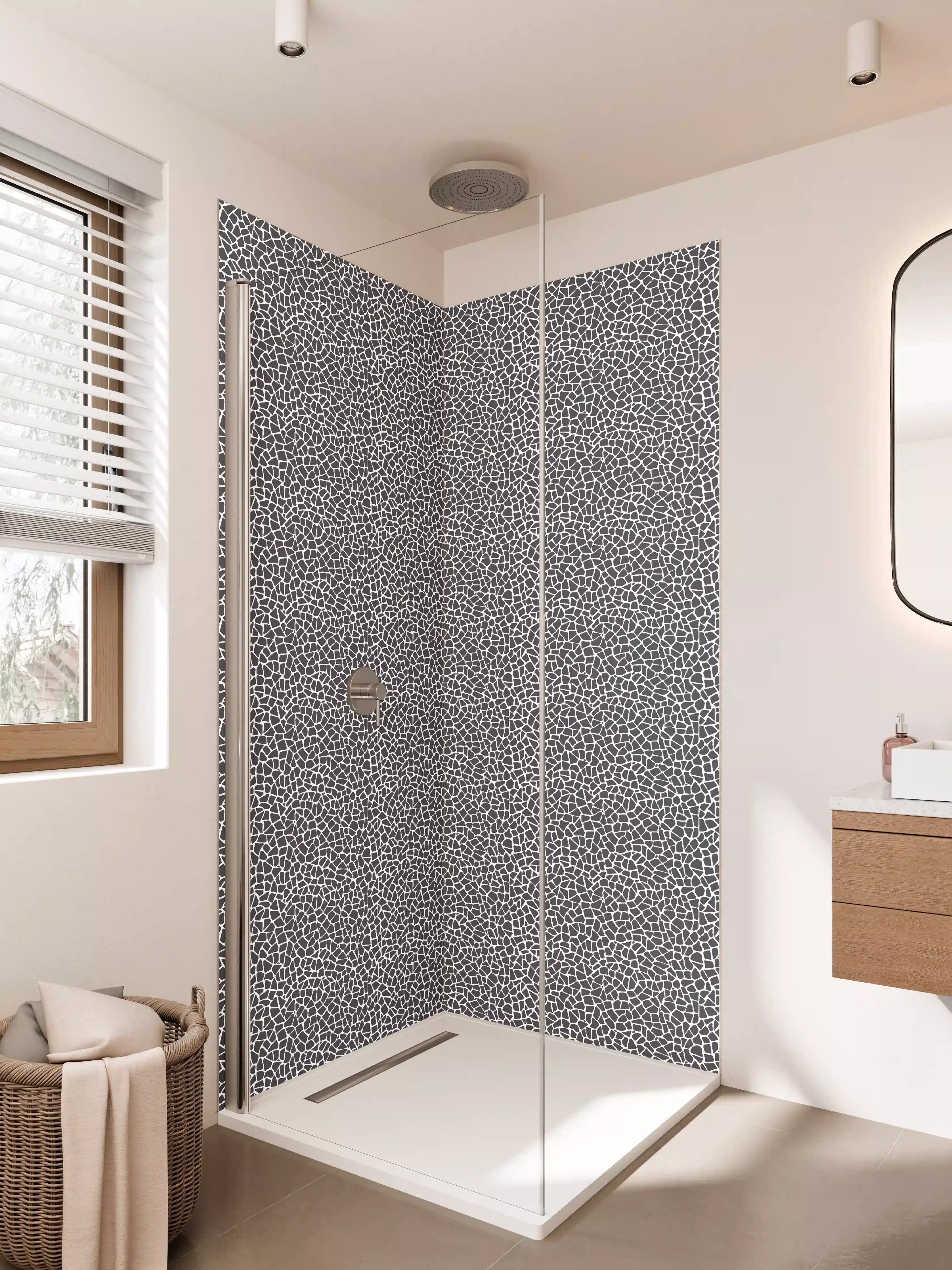 Duschrückwand - Moderne, strukturierte Schwarz-Weiß-Musterung