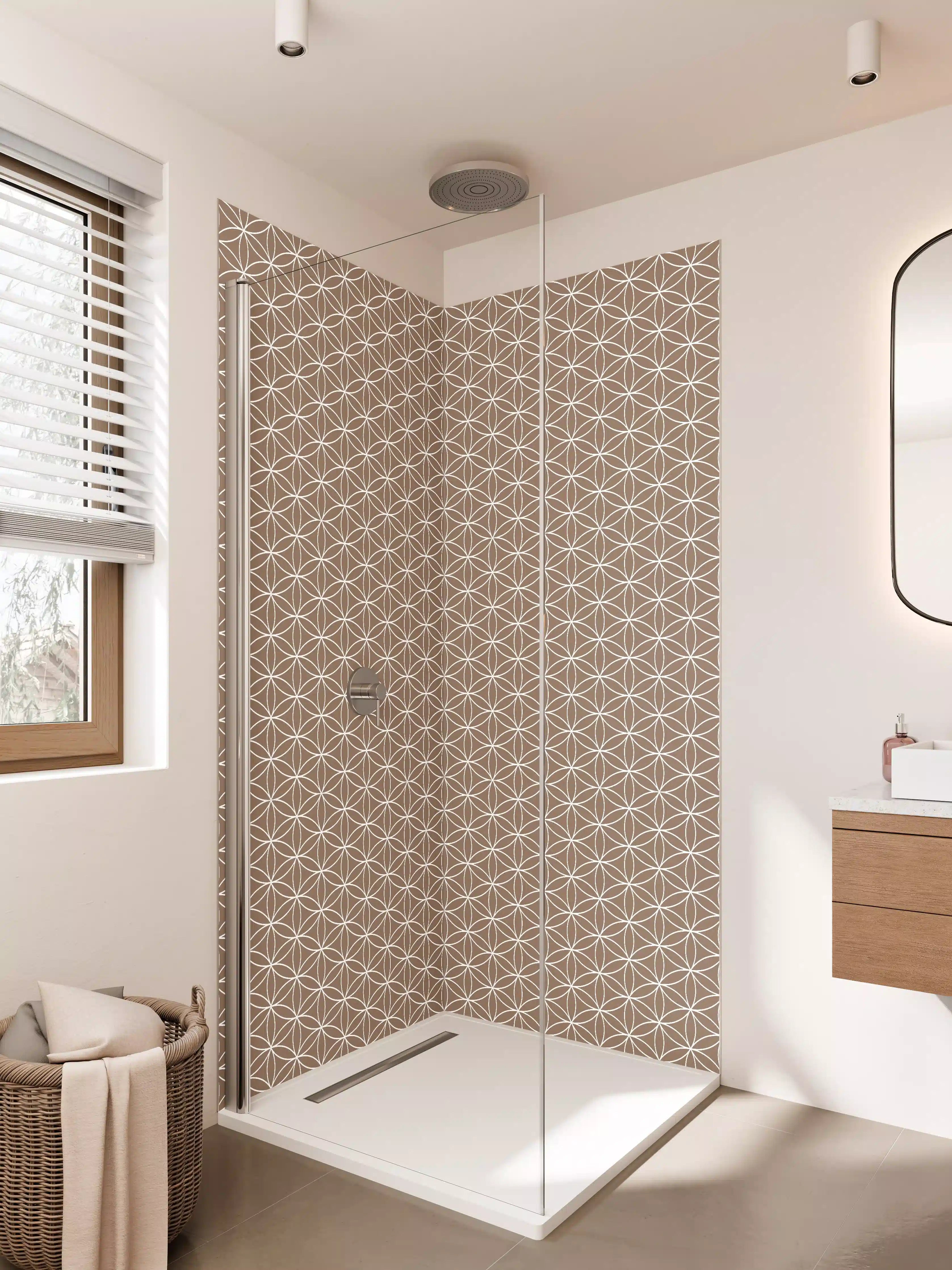 Duschrückwand - Modernes geometrisches Muster in Erdtönen
