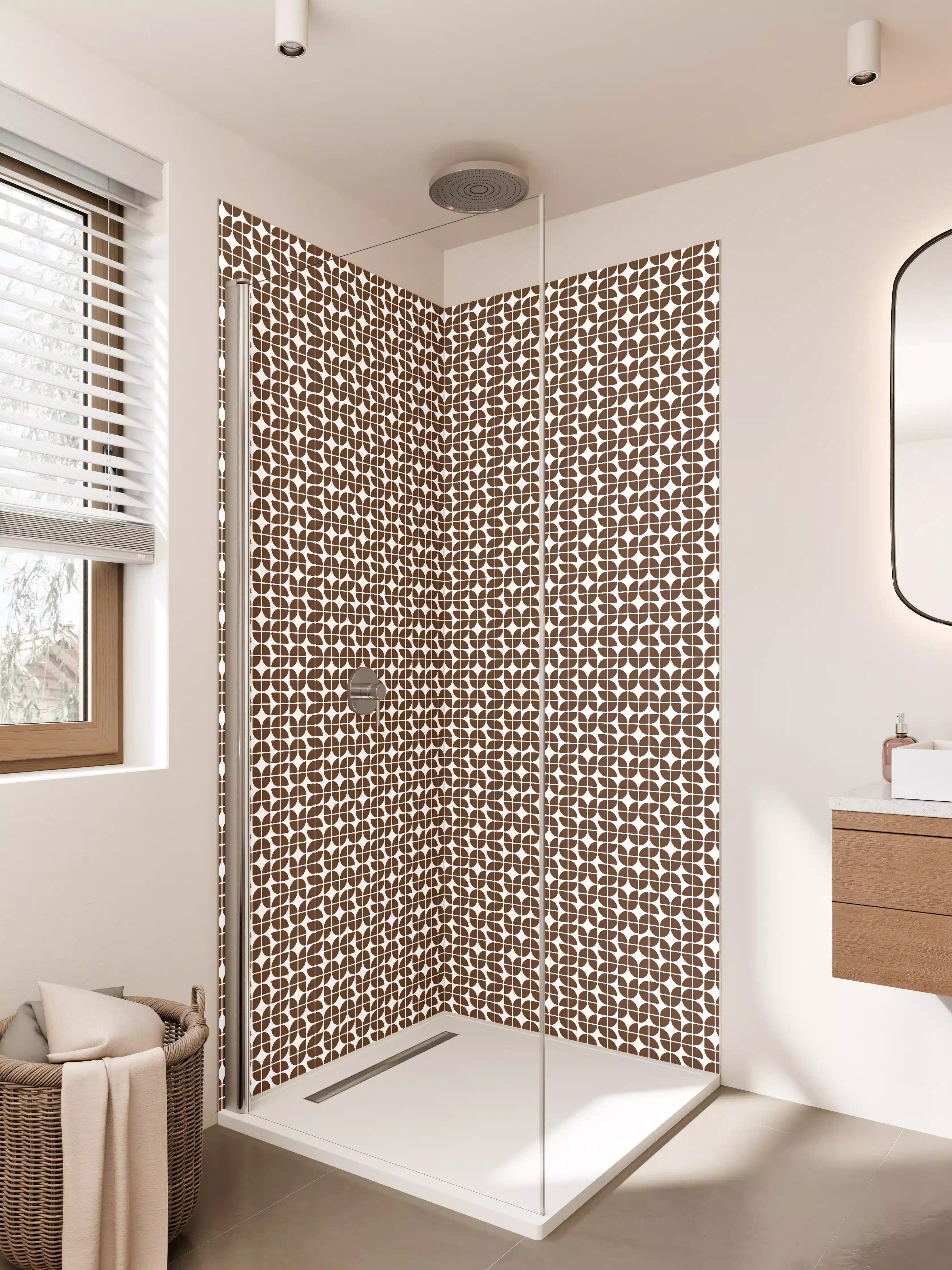 Duschrückwand - Musterdesign in Brauntönen