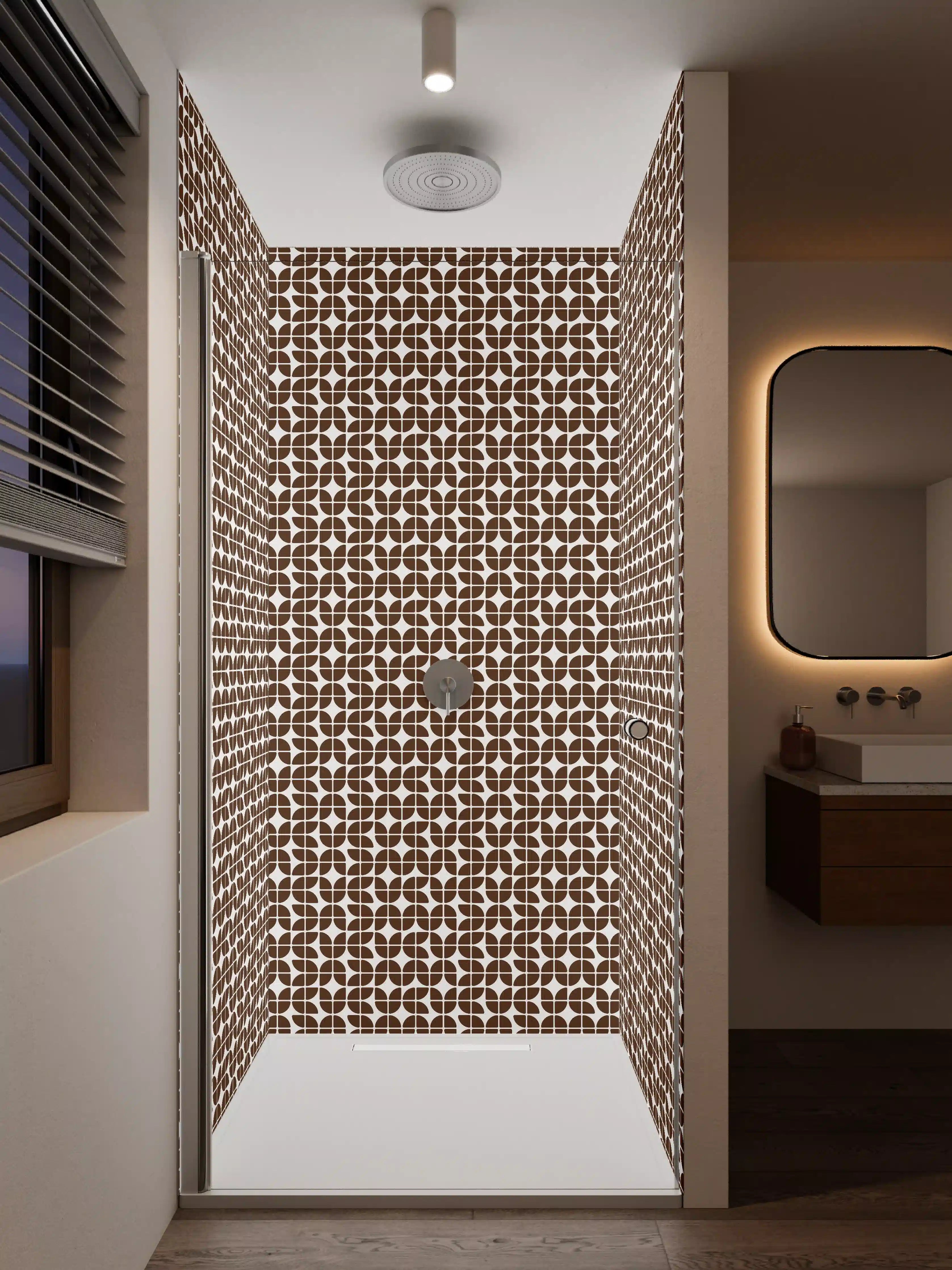Duschrückwand - Musterdesign in Brauntönen