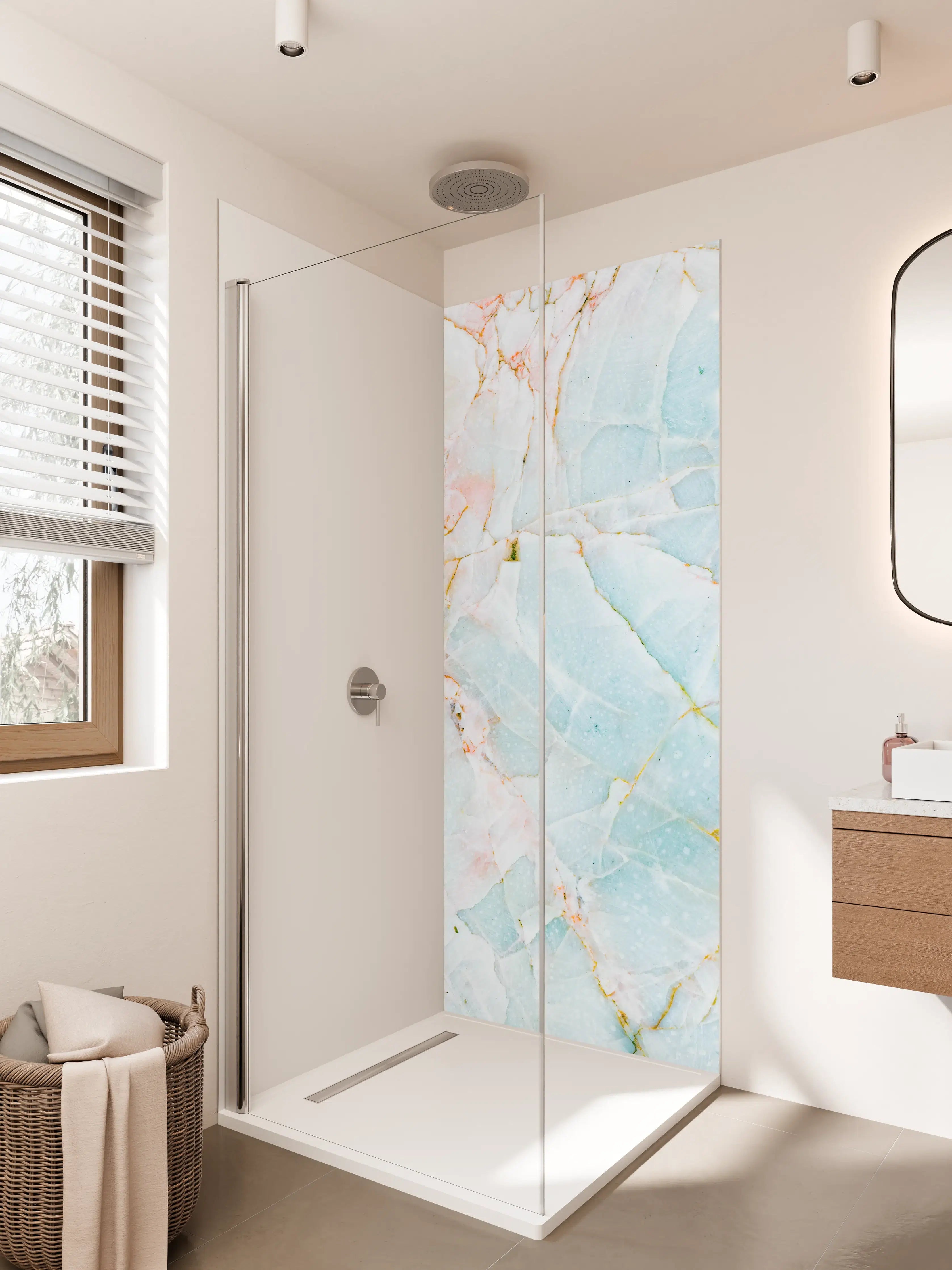 Duschrückwand - Natürlicher bläulicher Marmor 