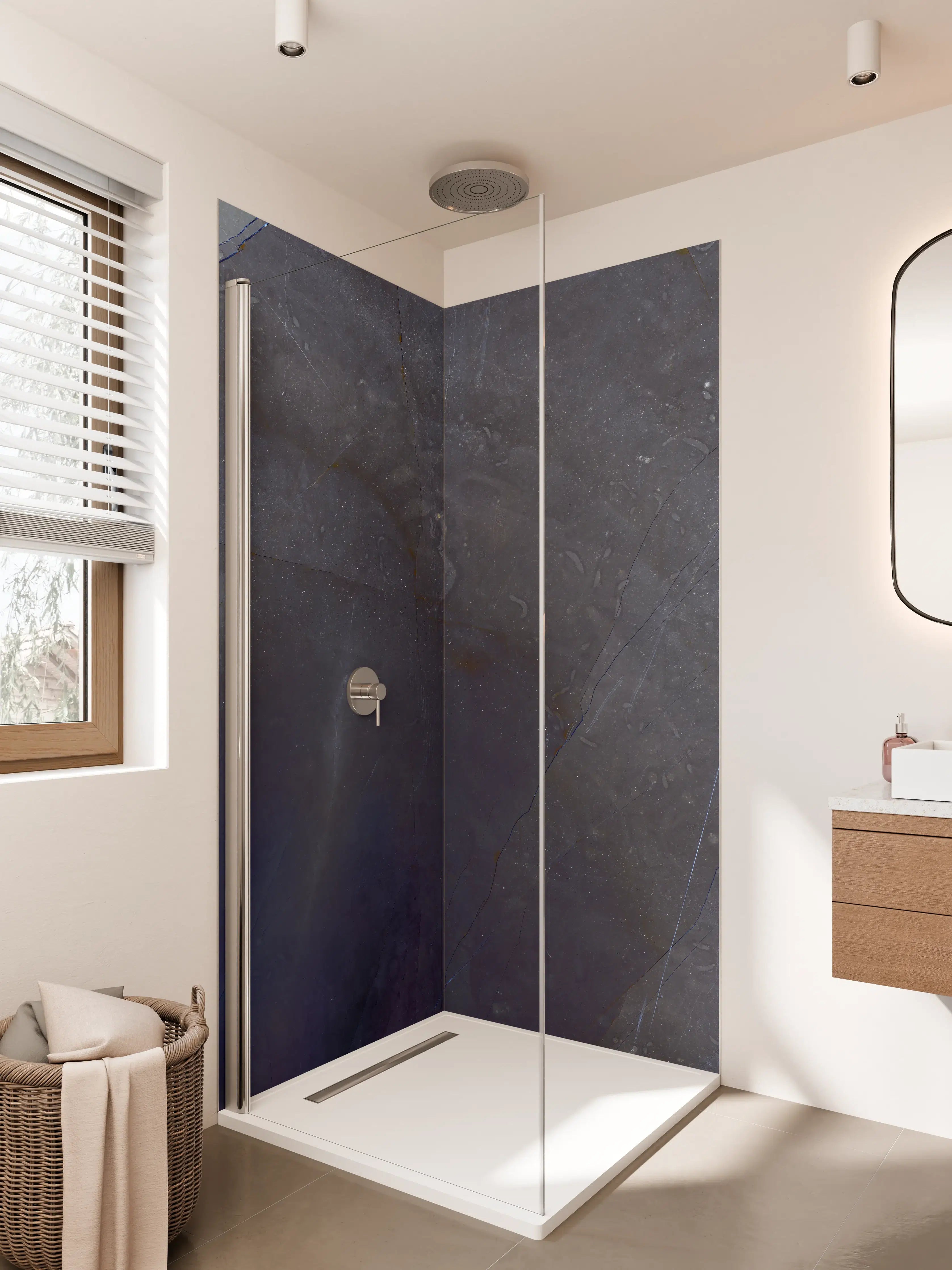 Duschrückwand - Natürliches blaues Marmormuster