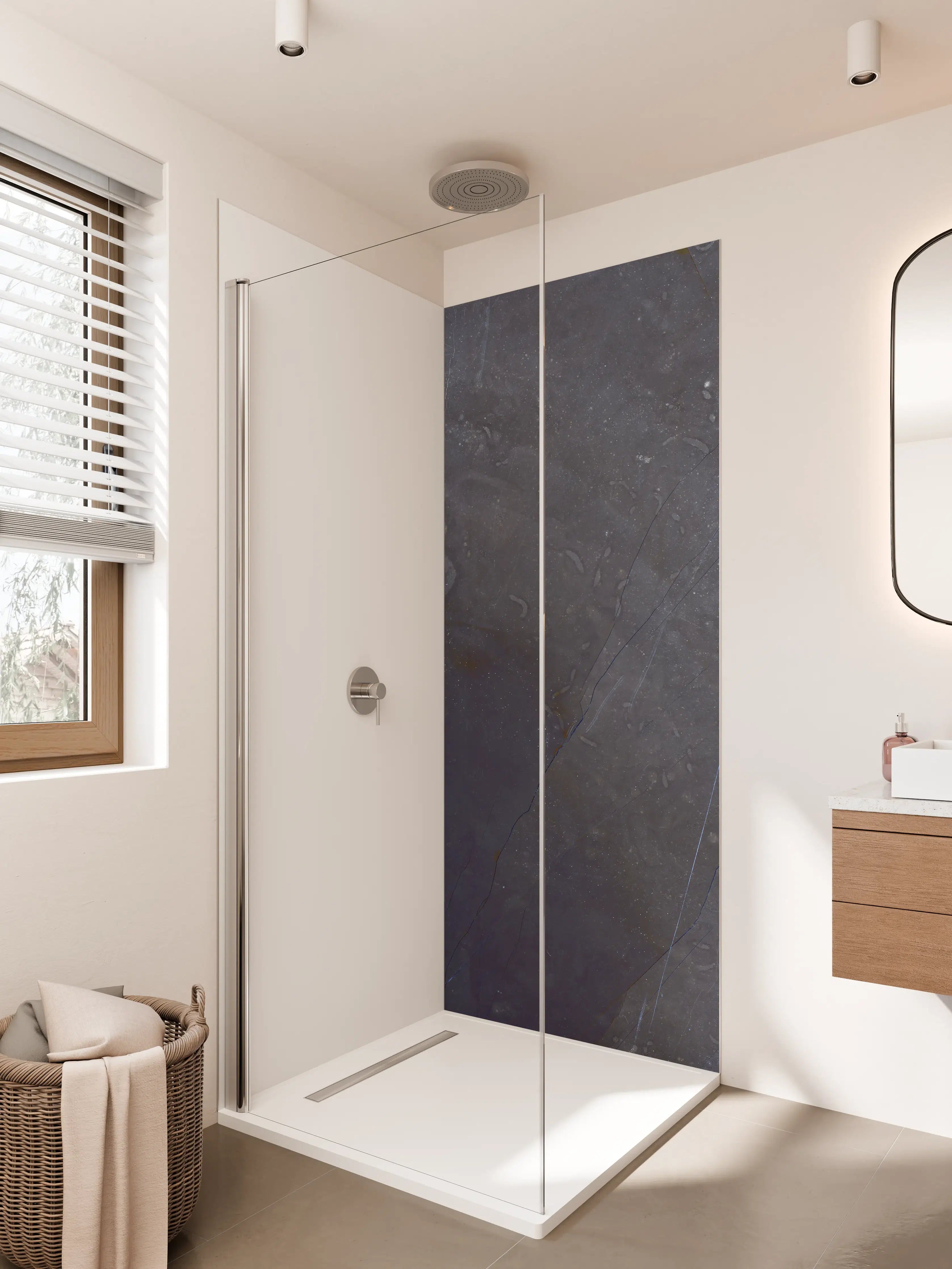 Duschrückwand - Natürliches blaues Marmormuster