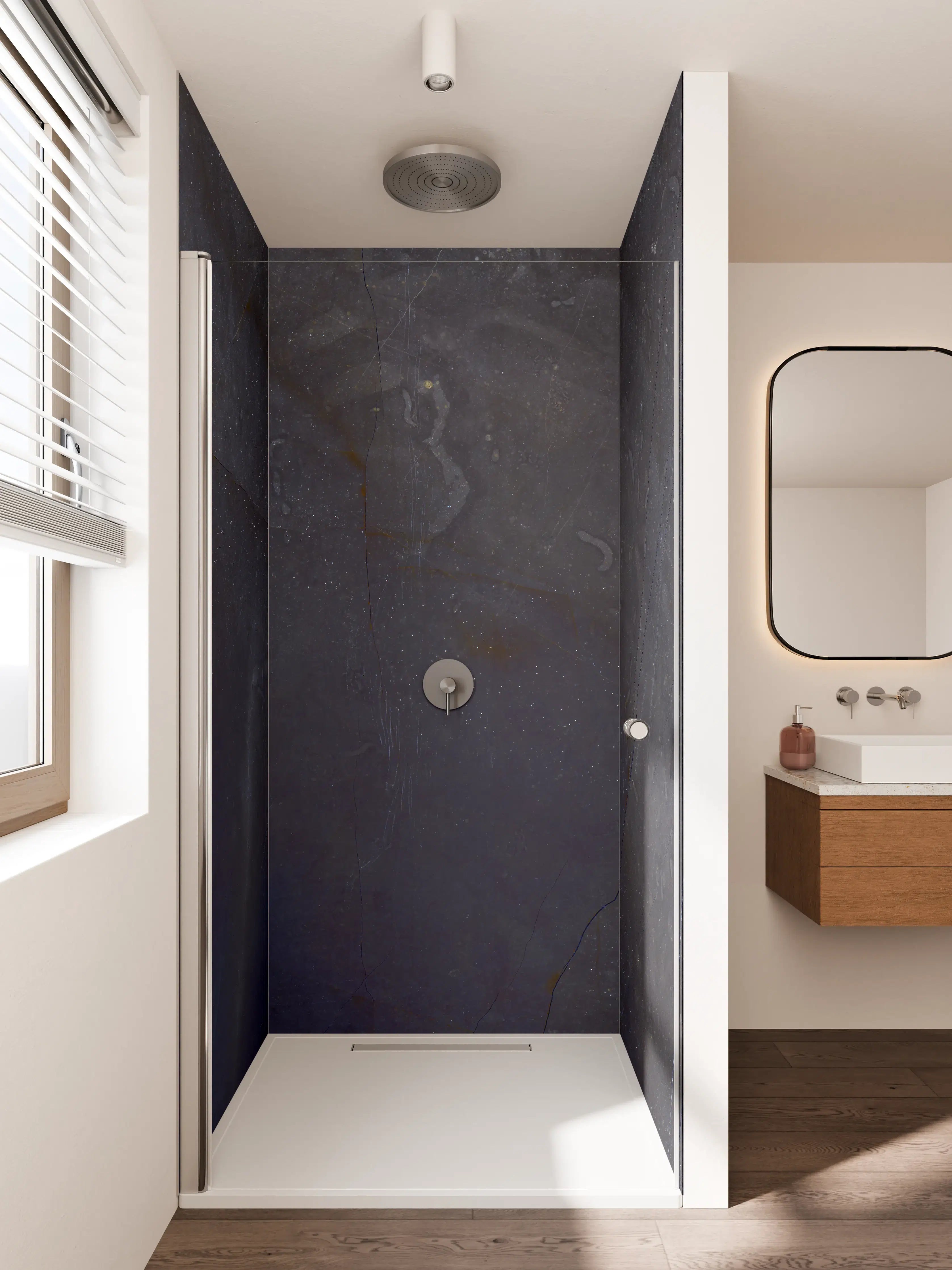 Duschrückwand - Natürliches blaues Marmormuster