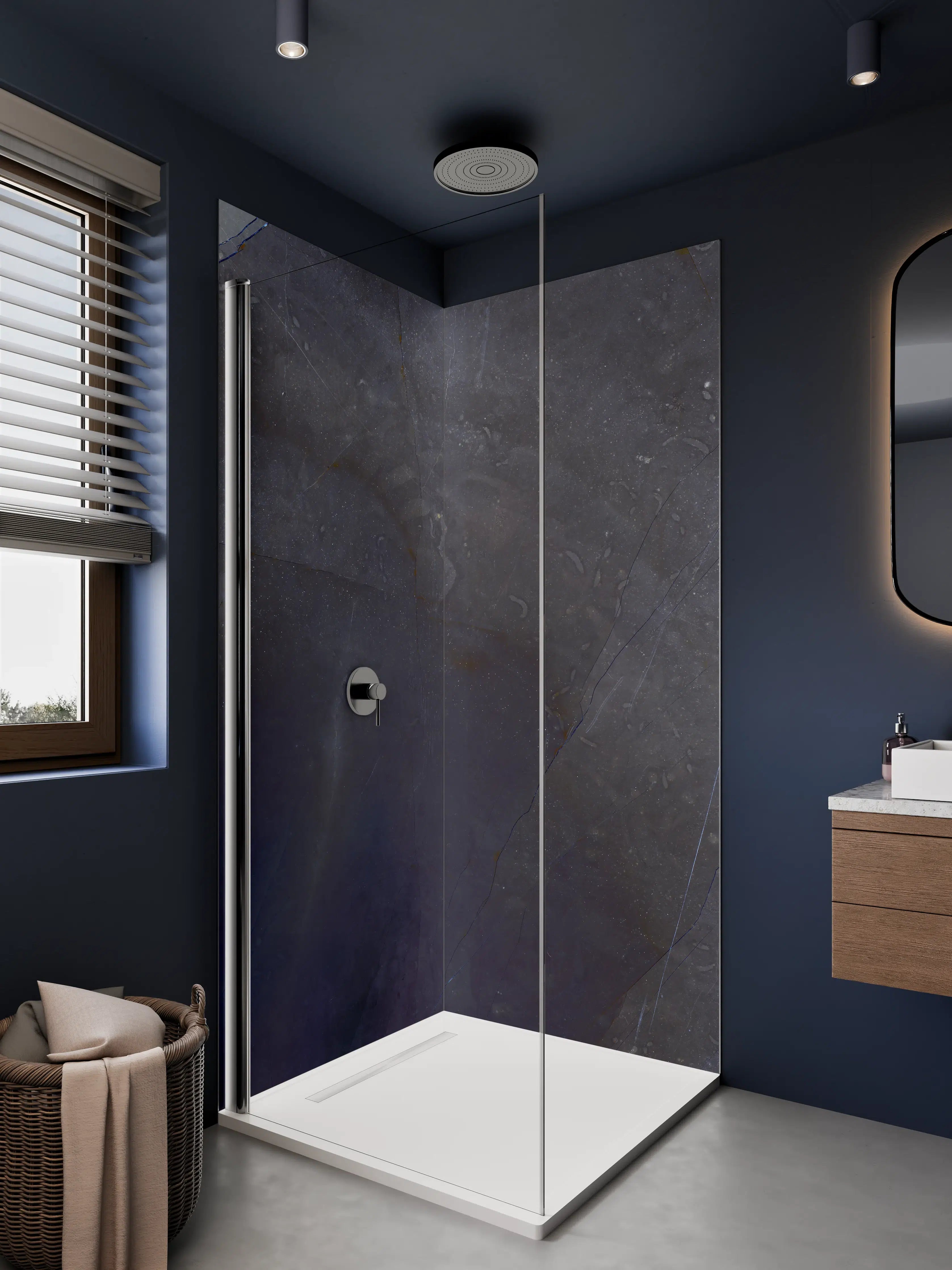 Duschrückwand - Natürliches blaues Marmormuster