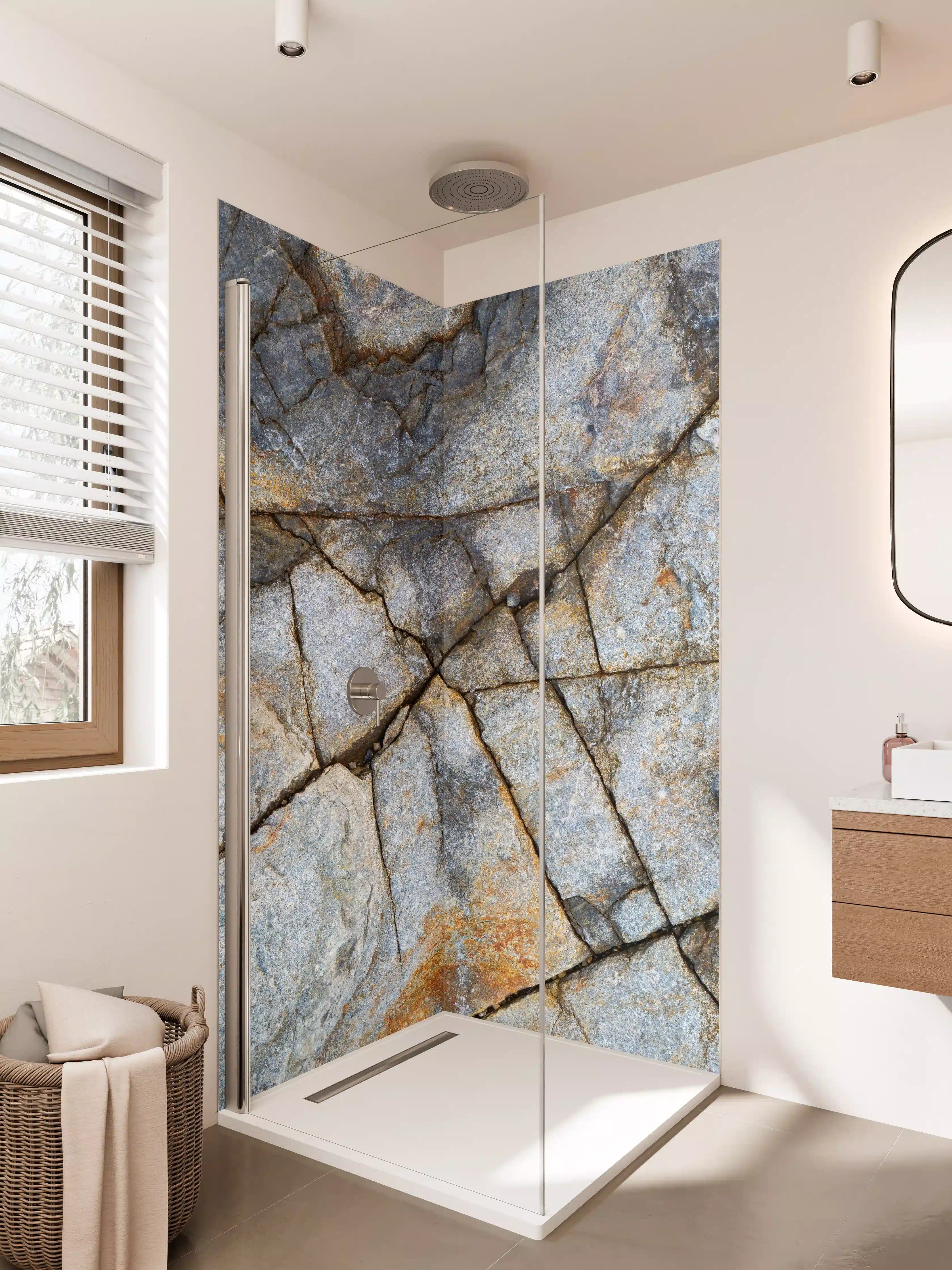 Duschrückwand - Naturstein mit braunen und grauen Nuancen