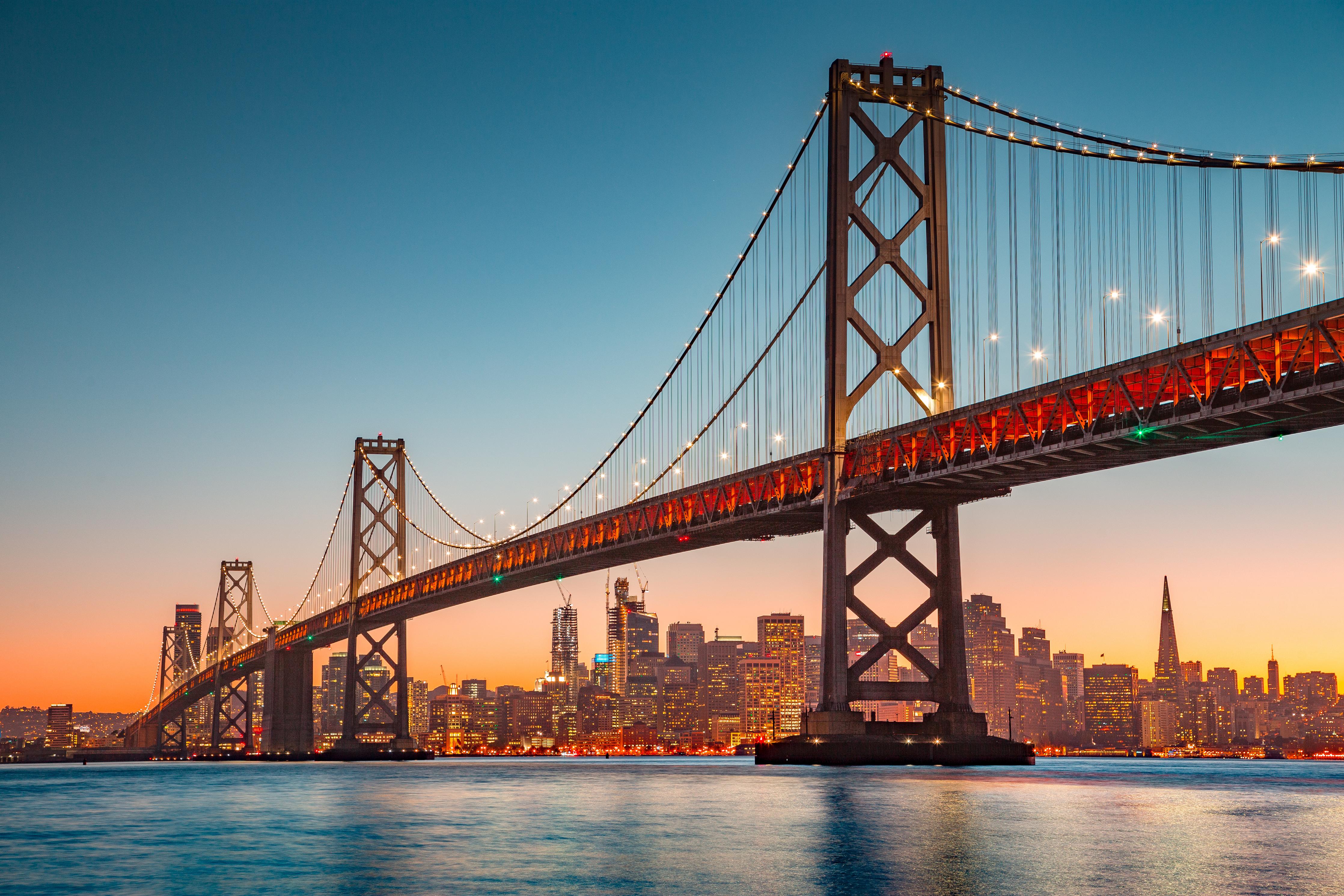 Duschrückwand-Oakland Bay Bridge bei Abendsonne