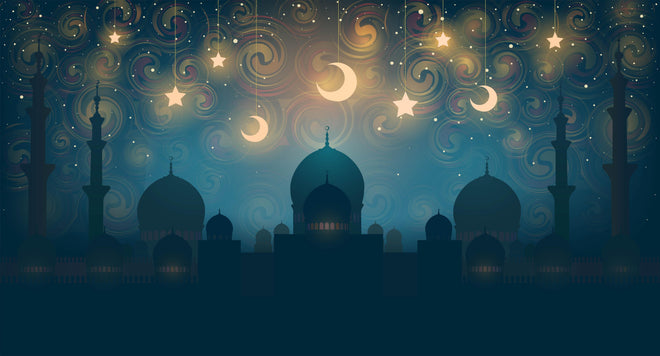 Duschrückwand - Orientalische Moschee Nacht Silhouette