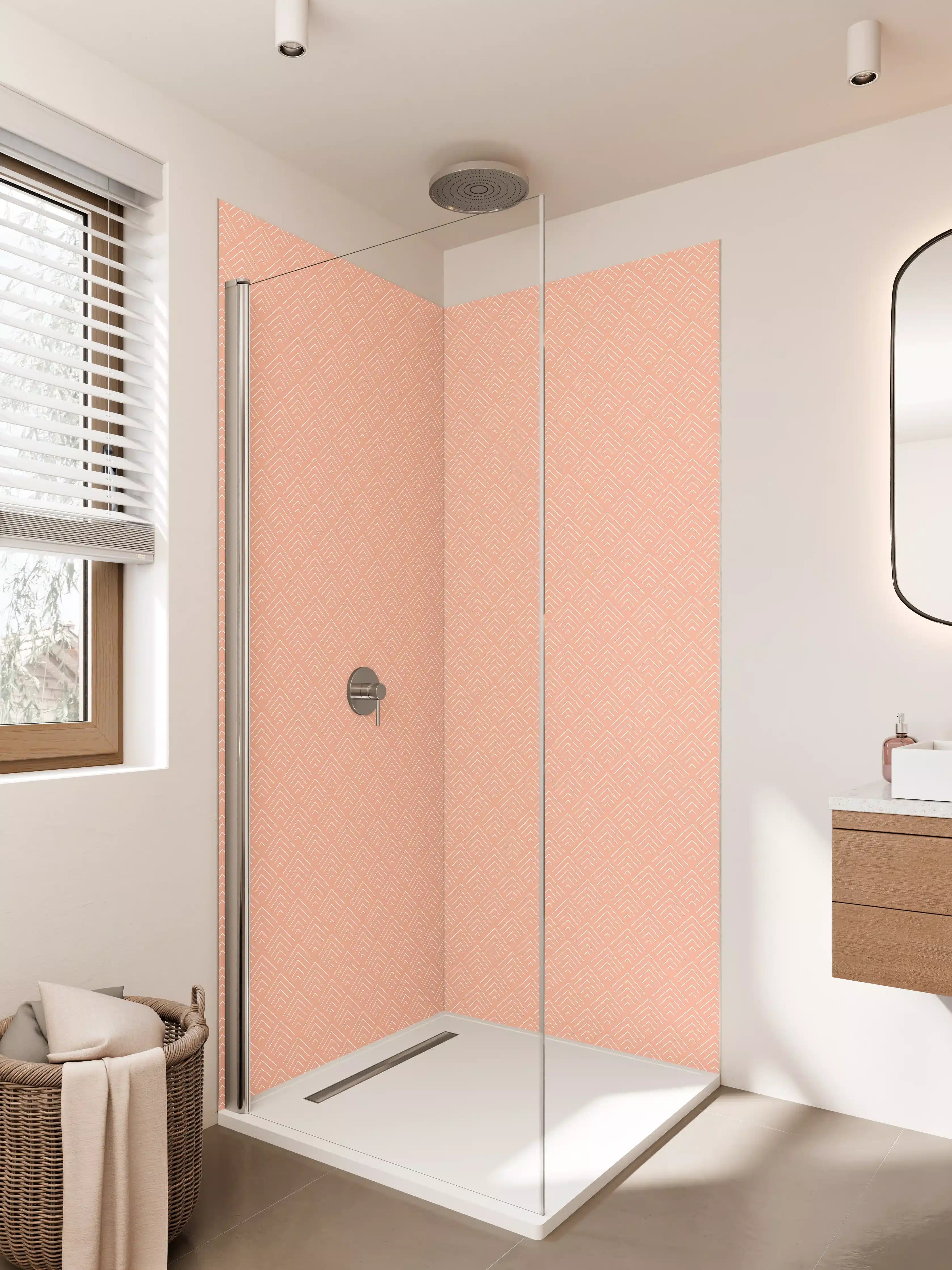 Duschrückwand - Peachy Geometrische Muster