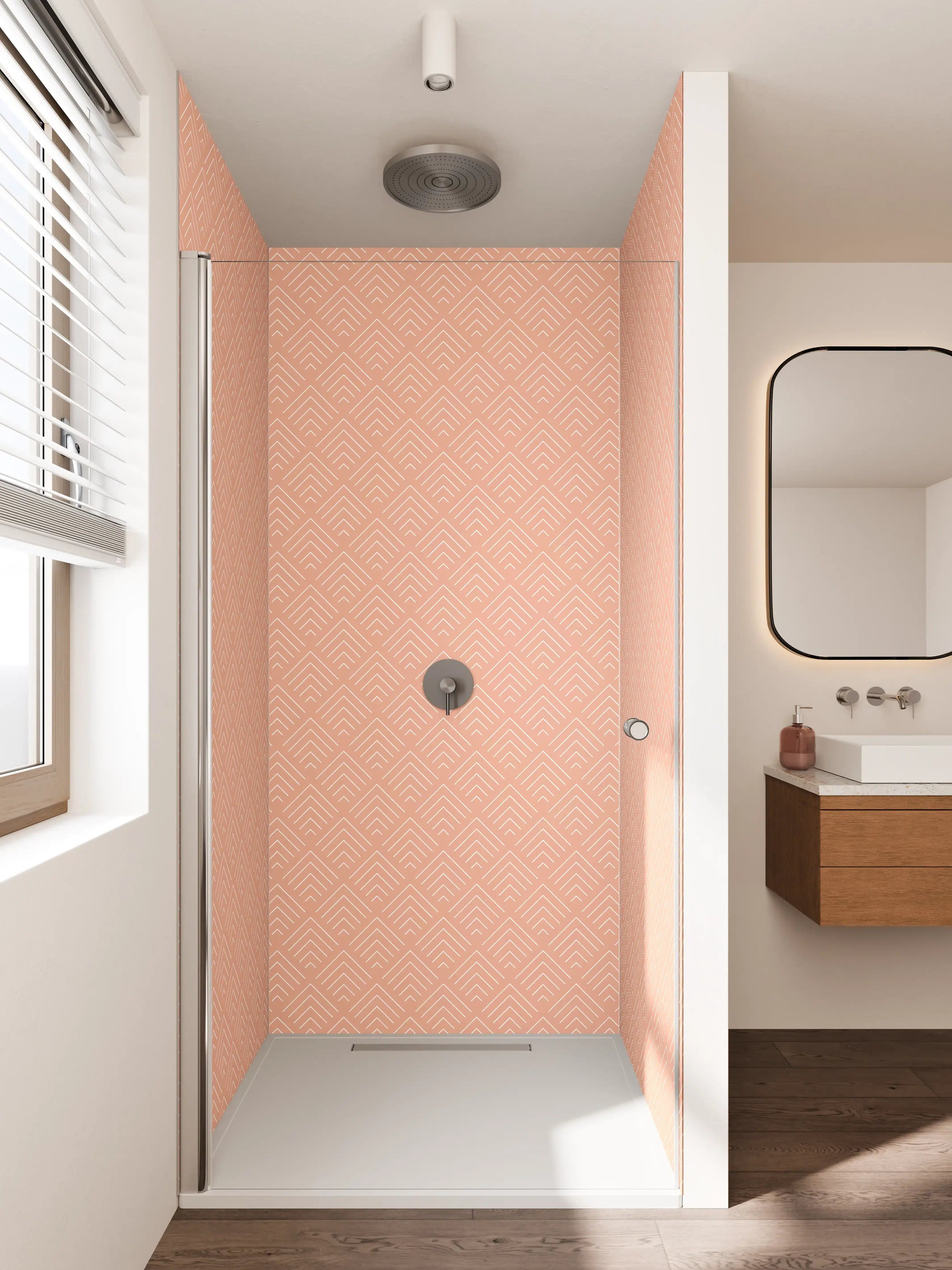 Duschrückwand - Peachy Geometrische Muster