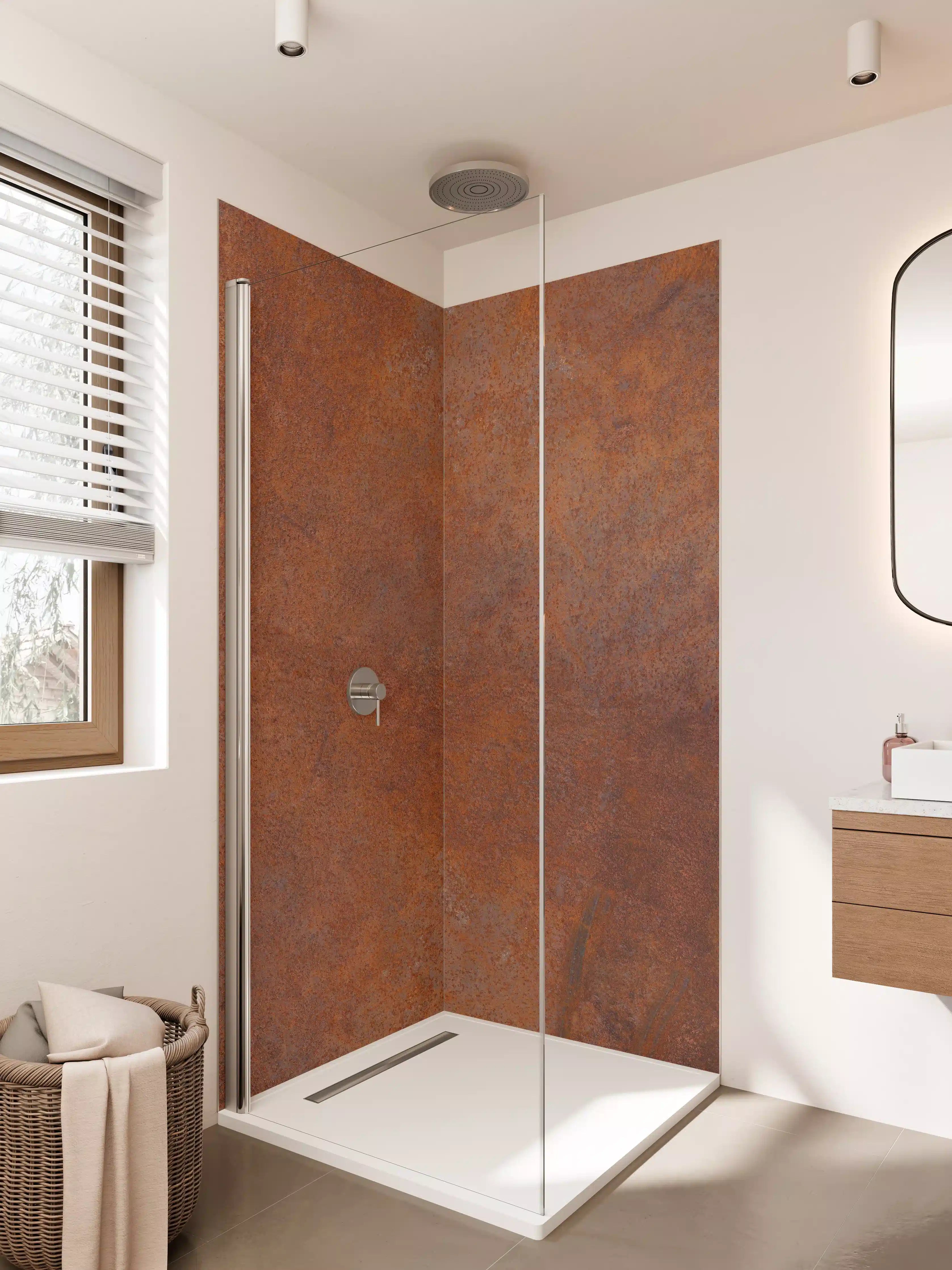 Duschrückwand - Rustikale braune Metall-Textur