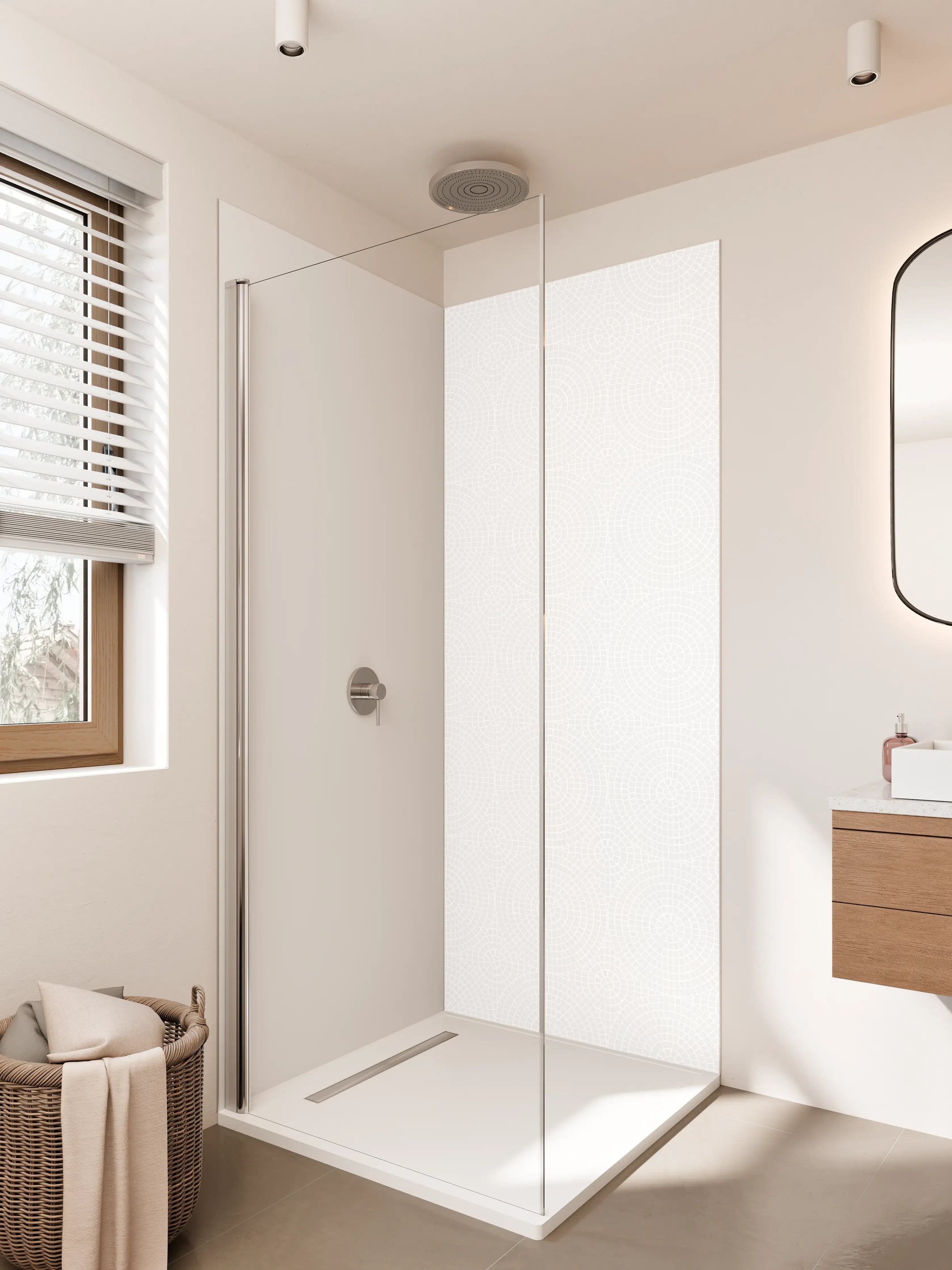 Duschrückwand - Sanfte Grauweiß-Textur