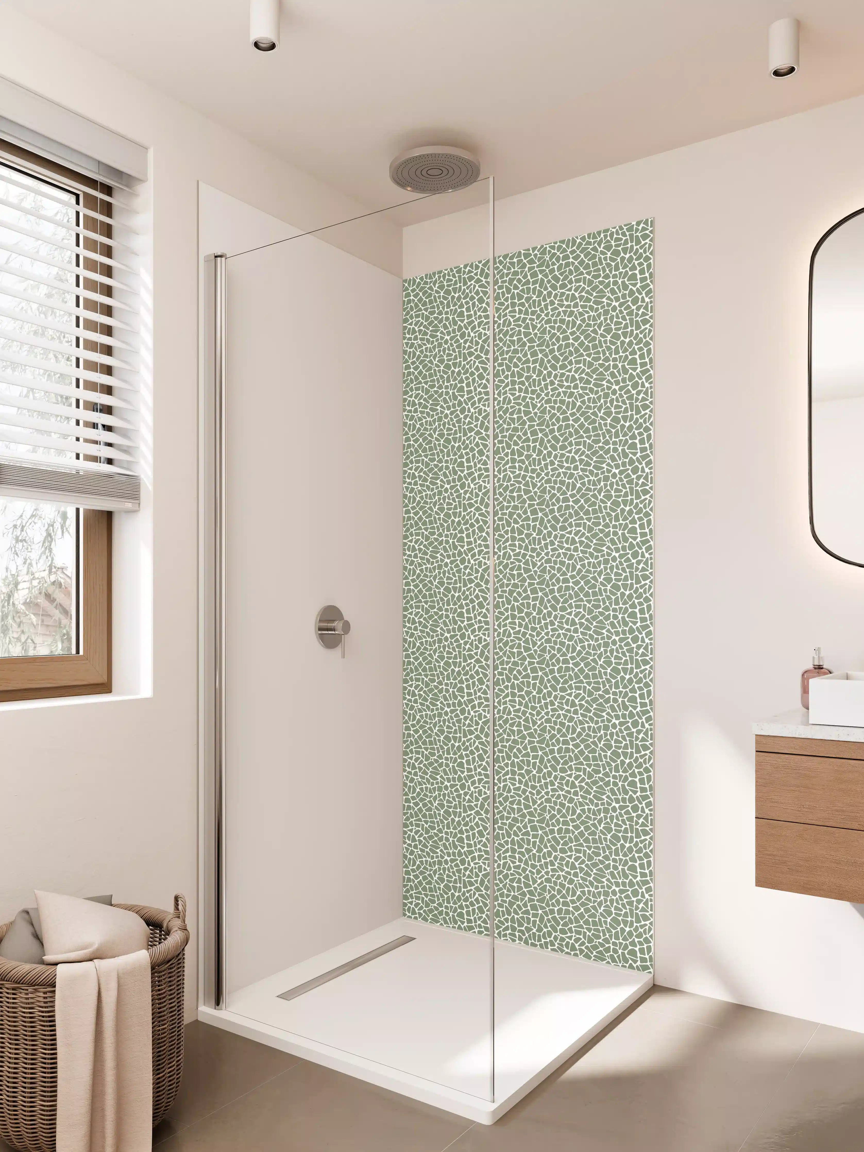 Duschrückwand - Sanftes Grüngrau-Muster