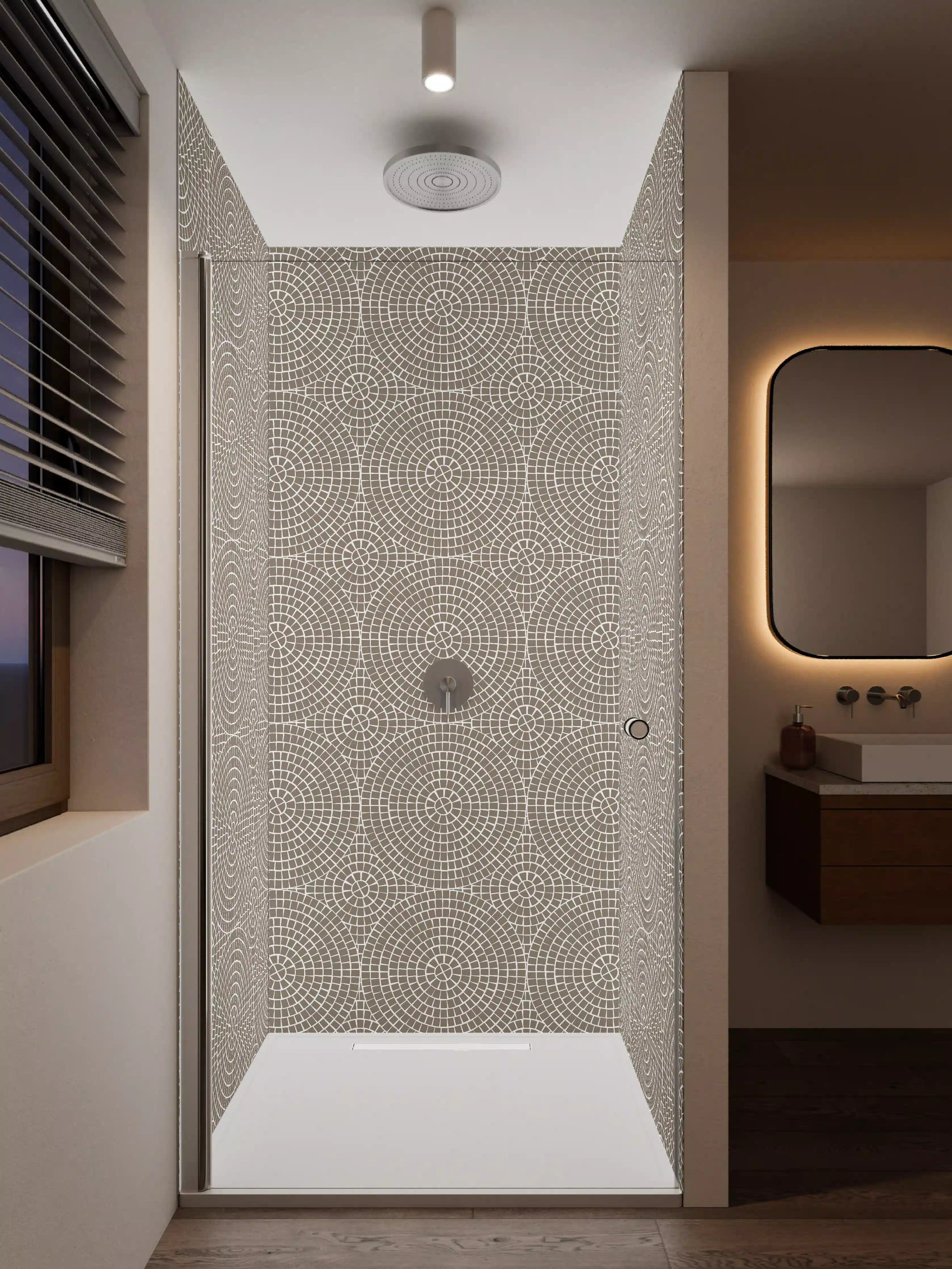 Duschrückwand - Schlichte geometrische Mustermuster in Beige und Grau