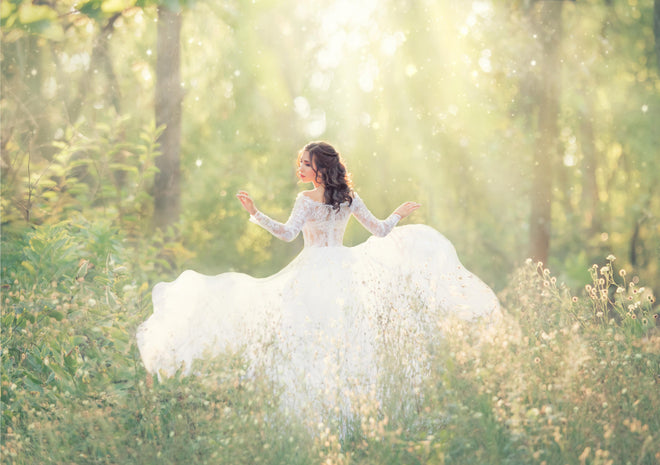 Duschrückwand - Schöne Braut im Wald