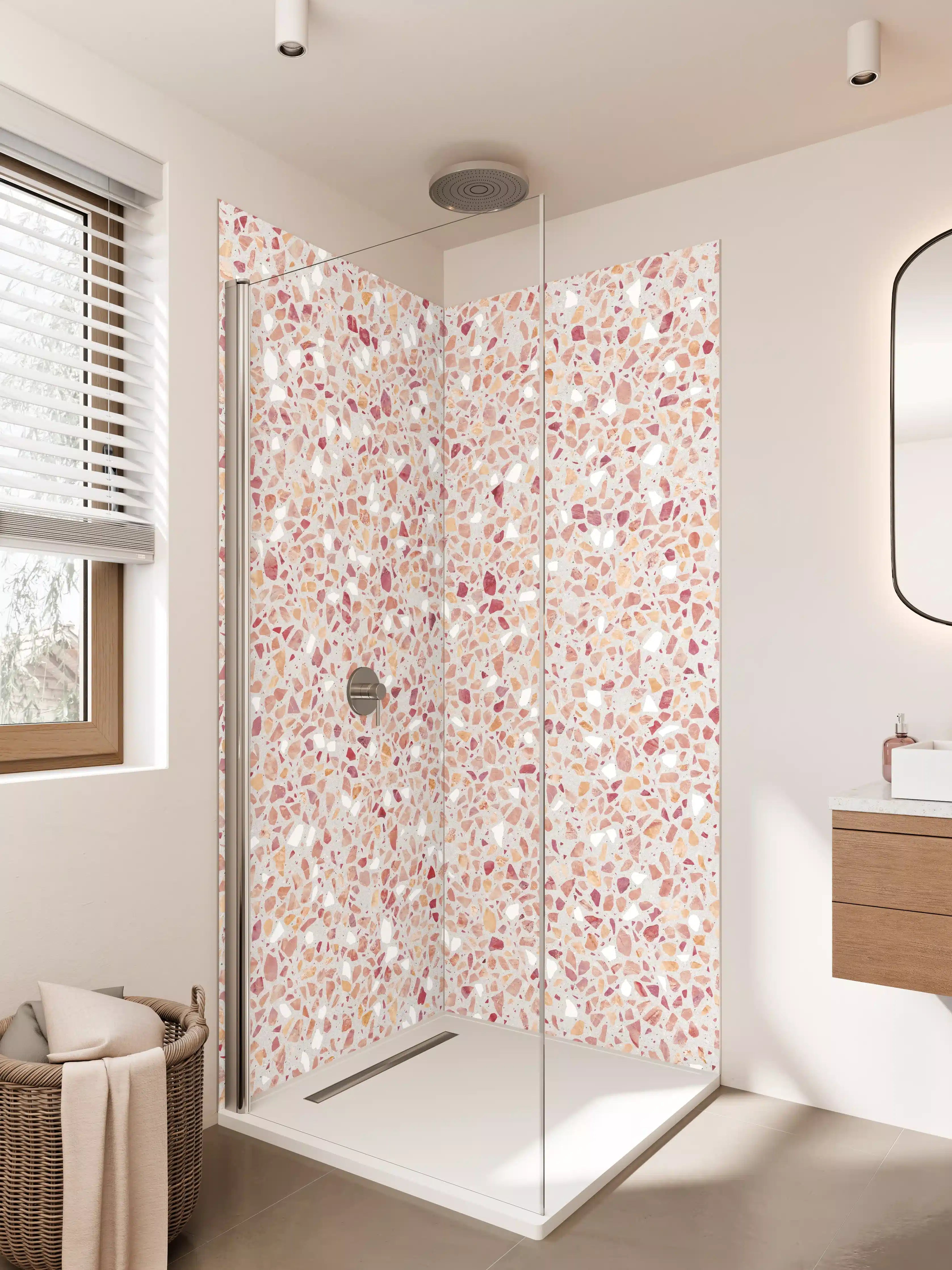 Duschrückwand - Schöne rote Terrazzo Stein Textur