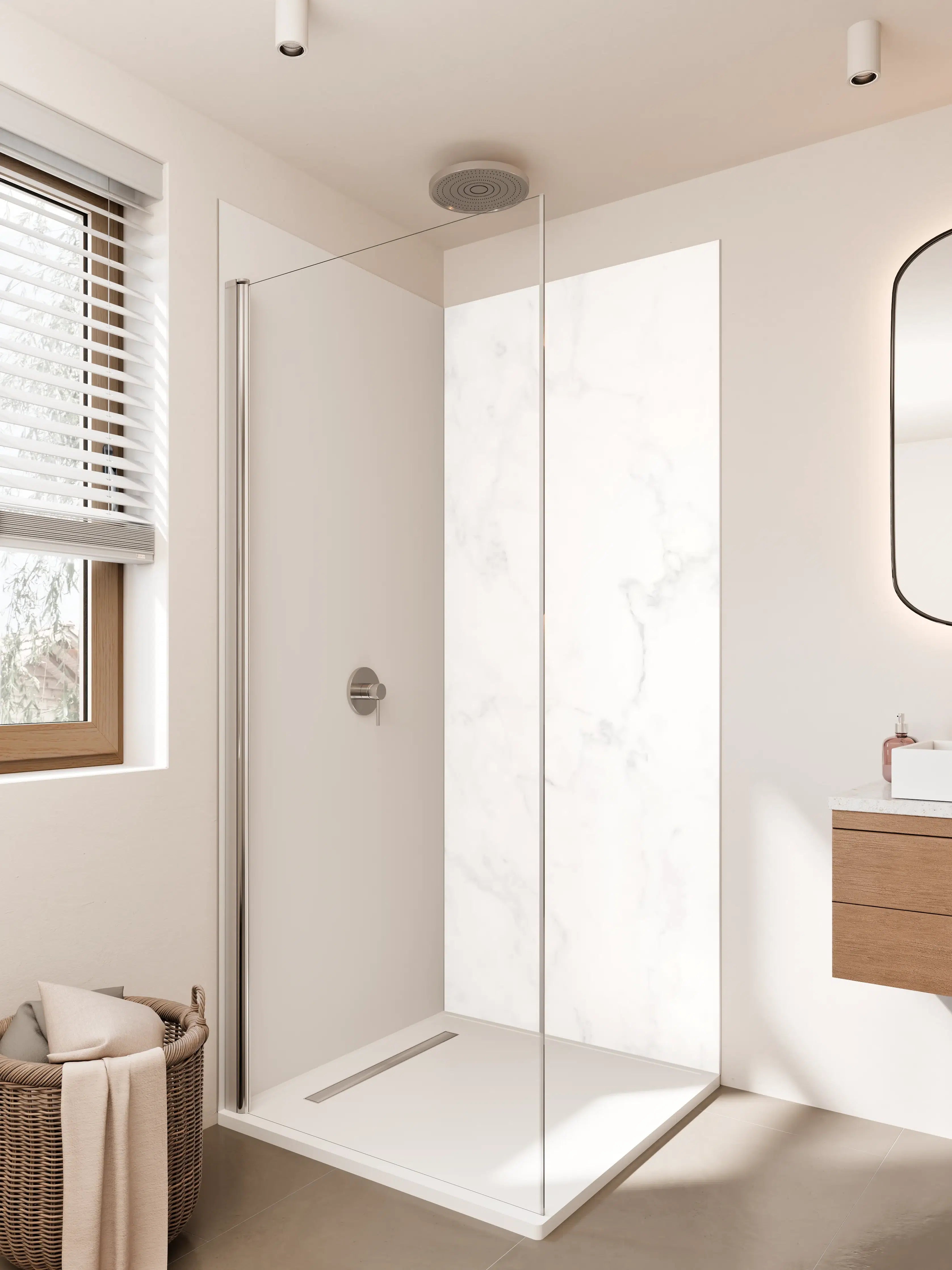 Duschrückwand - Silberne Marmor-Textur mit Grauadern