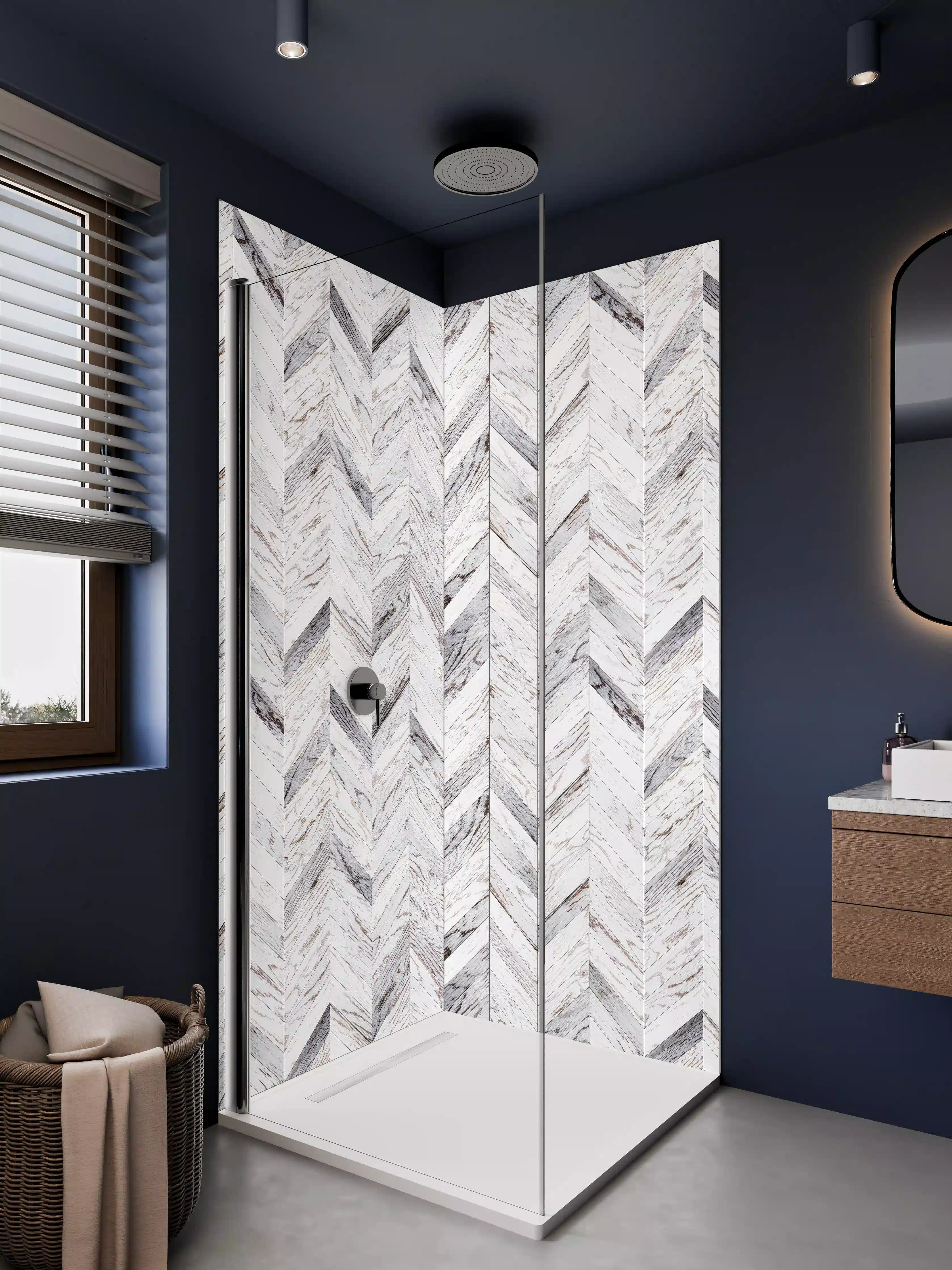 Duschrückwand - Silberne Marmoradern mit Grau-Reflexen