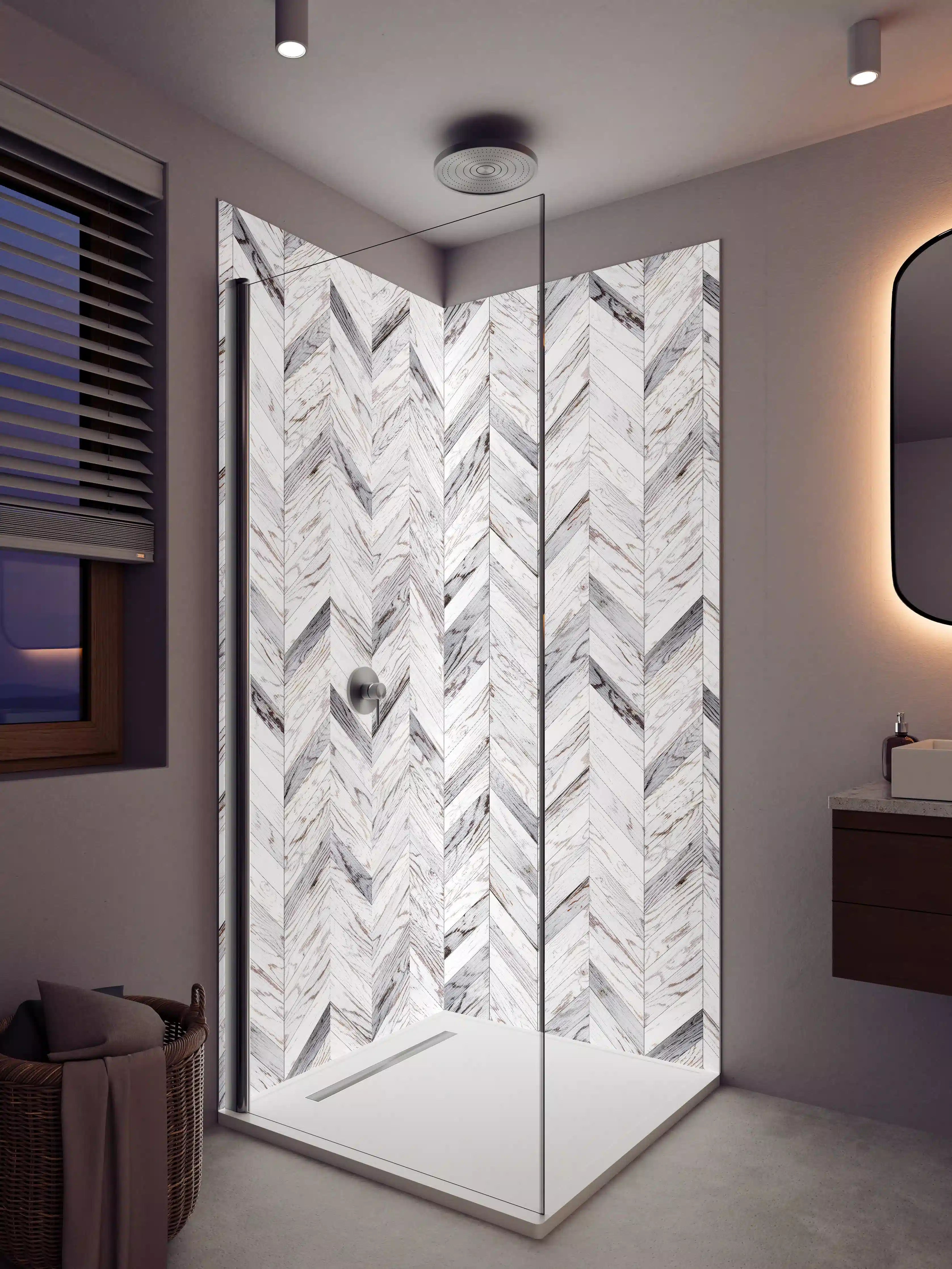 Duschrückwand - Silberne Marmoradern mit Grau-Reflexen