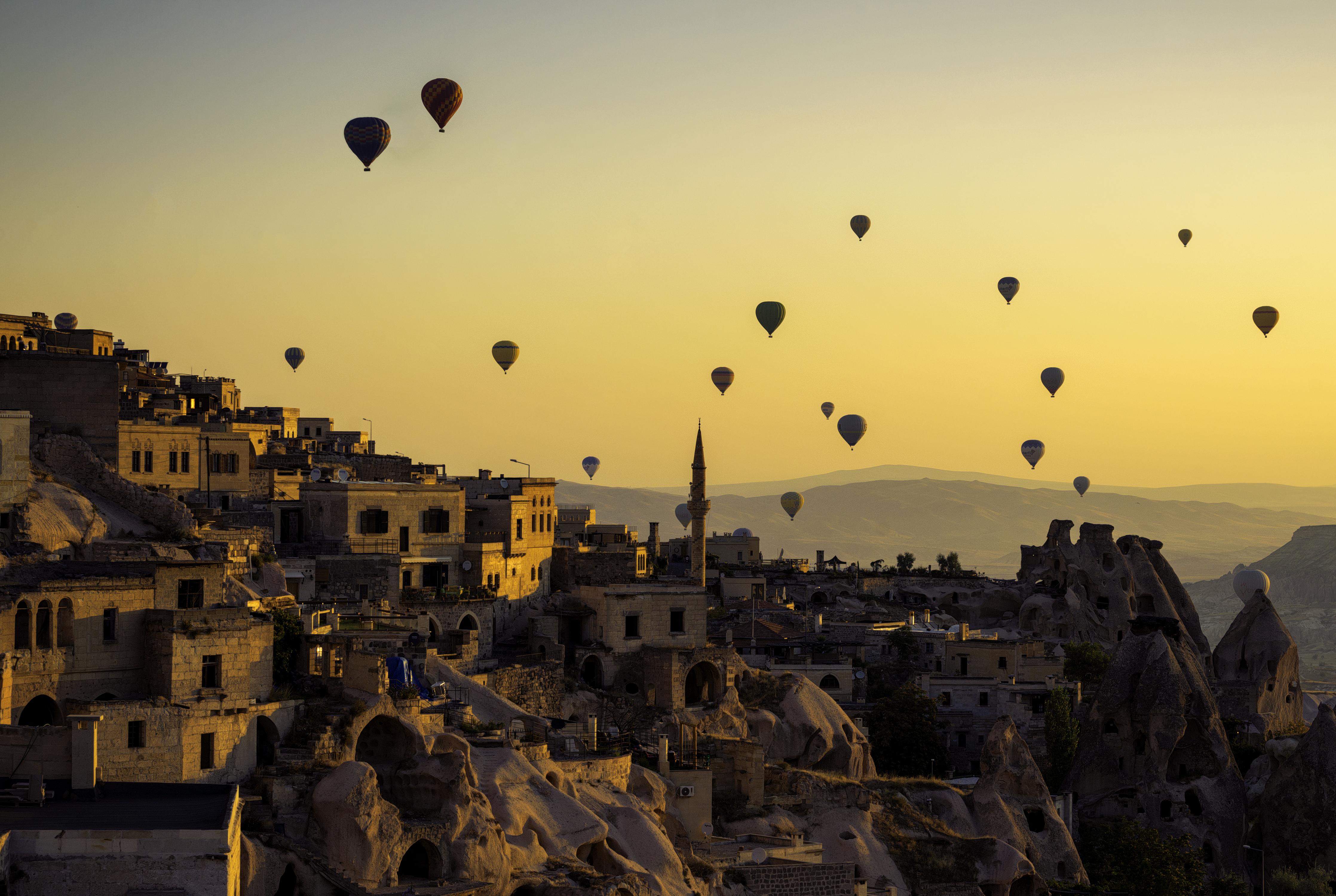 Duschrückwand-Sonnenuntergang - Kappadokien, Türkei