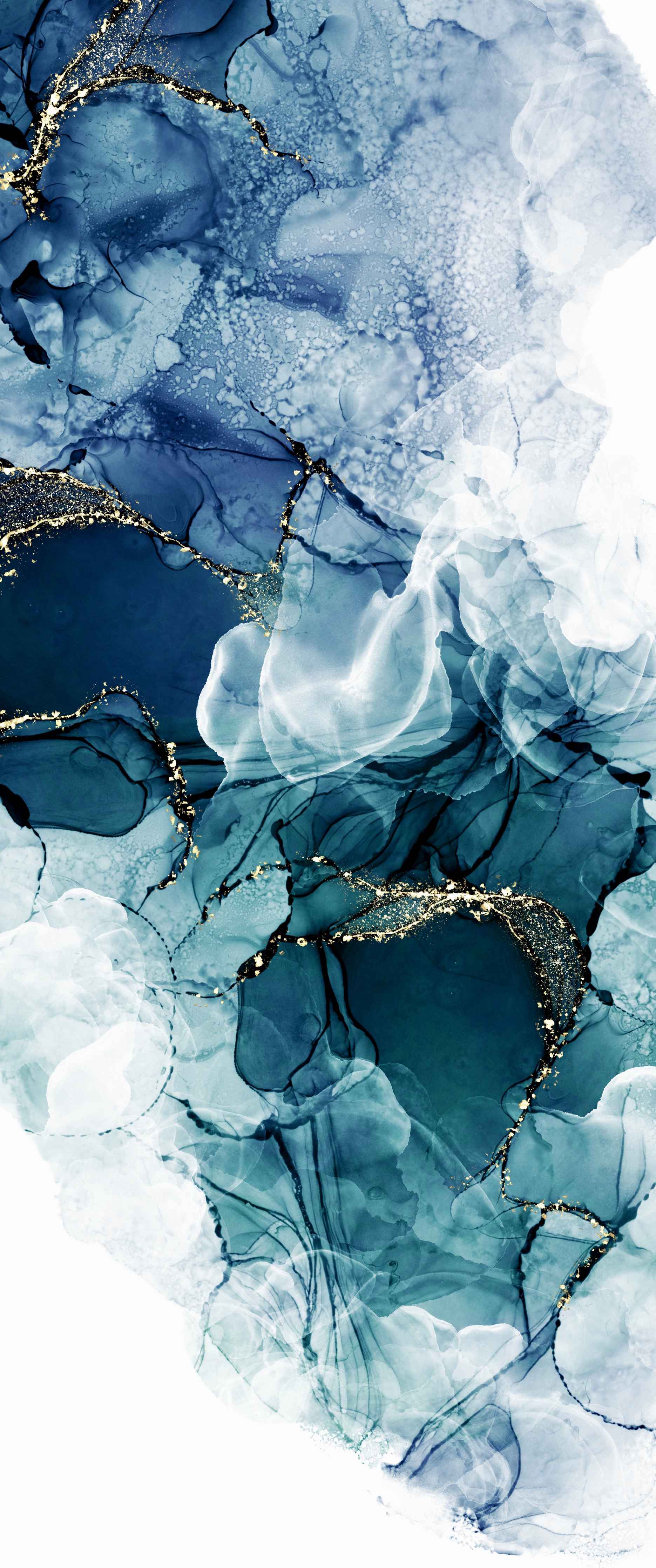 Duschrückwand-Tiefblaues Fluid-Art Design