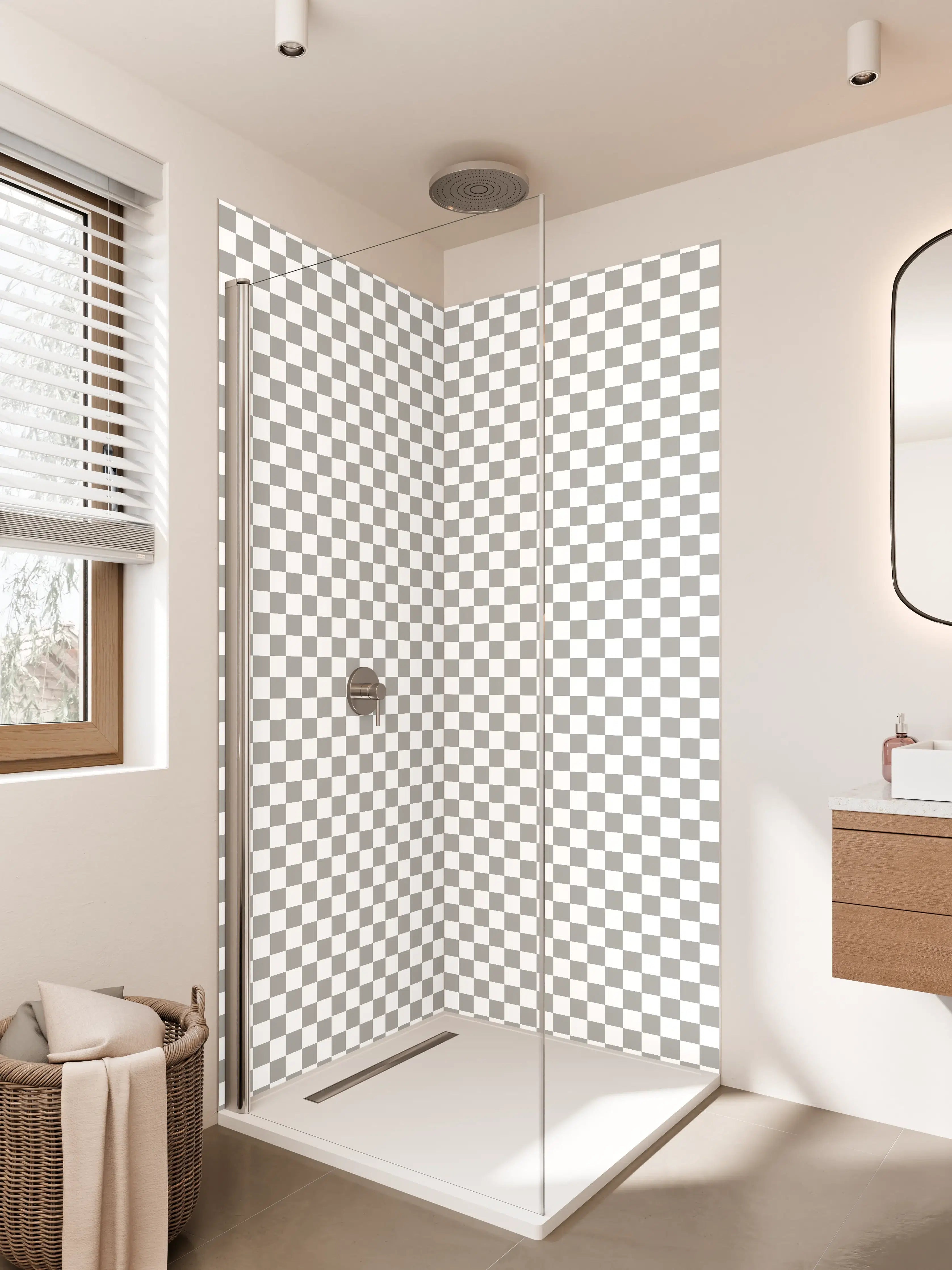 Duschrückwand - Transparente Checkered Hintergrund