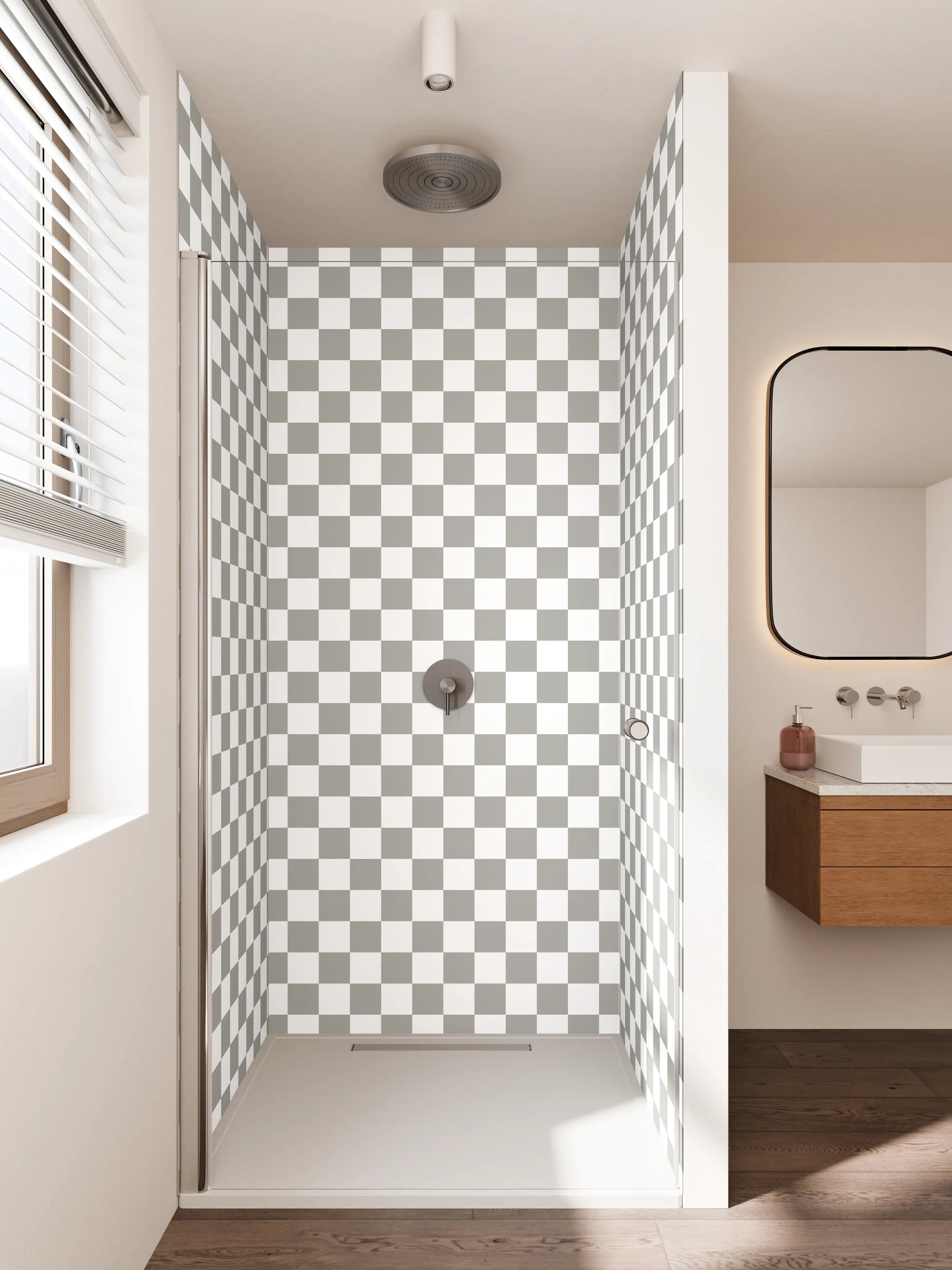 Duschrückwand - Transparente Checkered Hintergrund