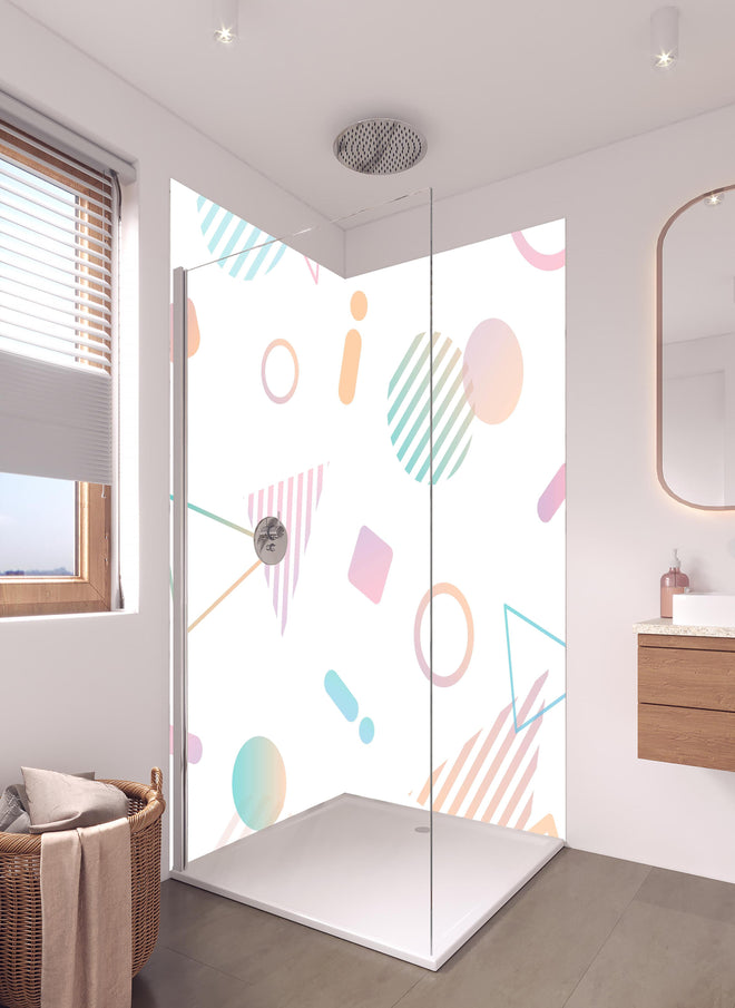 Duschrückwand - Trendiges Pastell Design mit geometrischen Formen