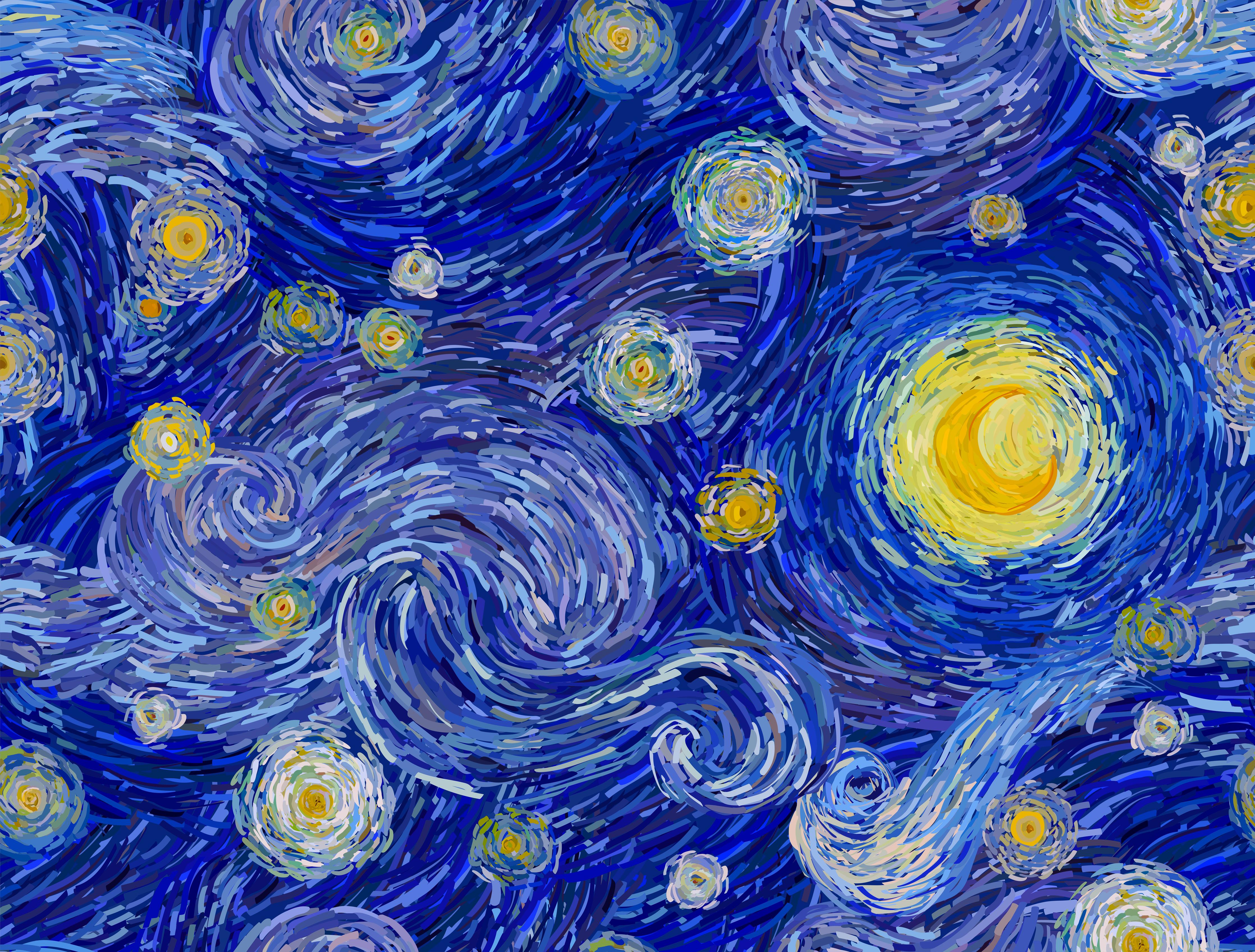 Duschrückwand-Van Gogh Starry Night Druck Blau Gelb