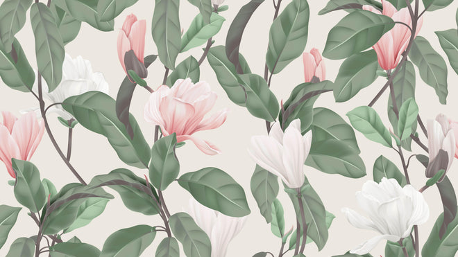 Duschrückwand - Vintage Anise Magnolia Blumenmuster Pastell