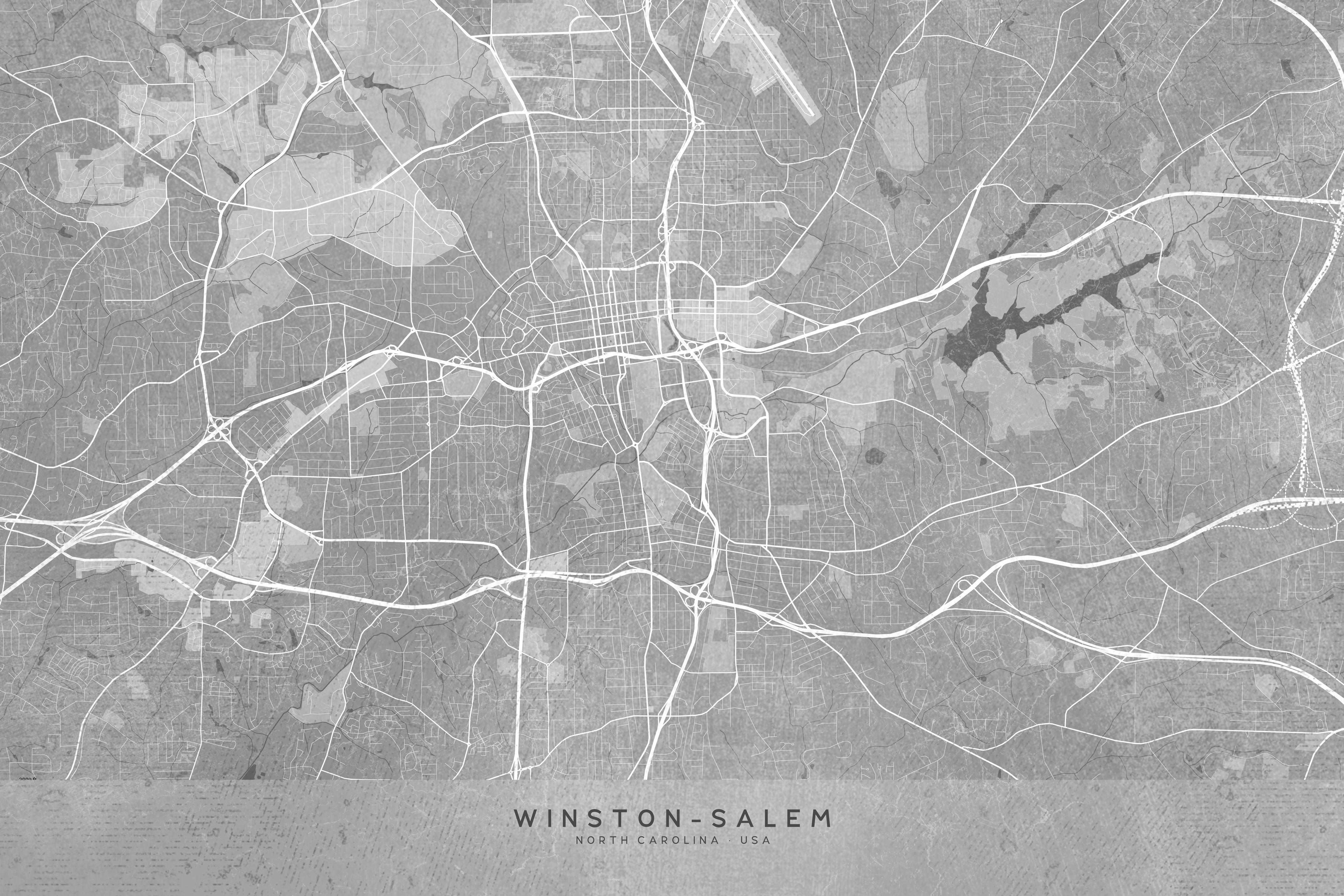 Duschrückwand-Vintage-Stadtplan Winston Salem in Grau