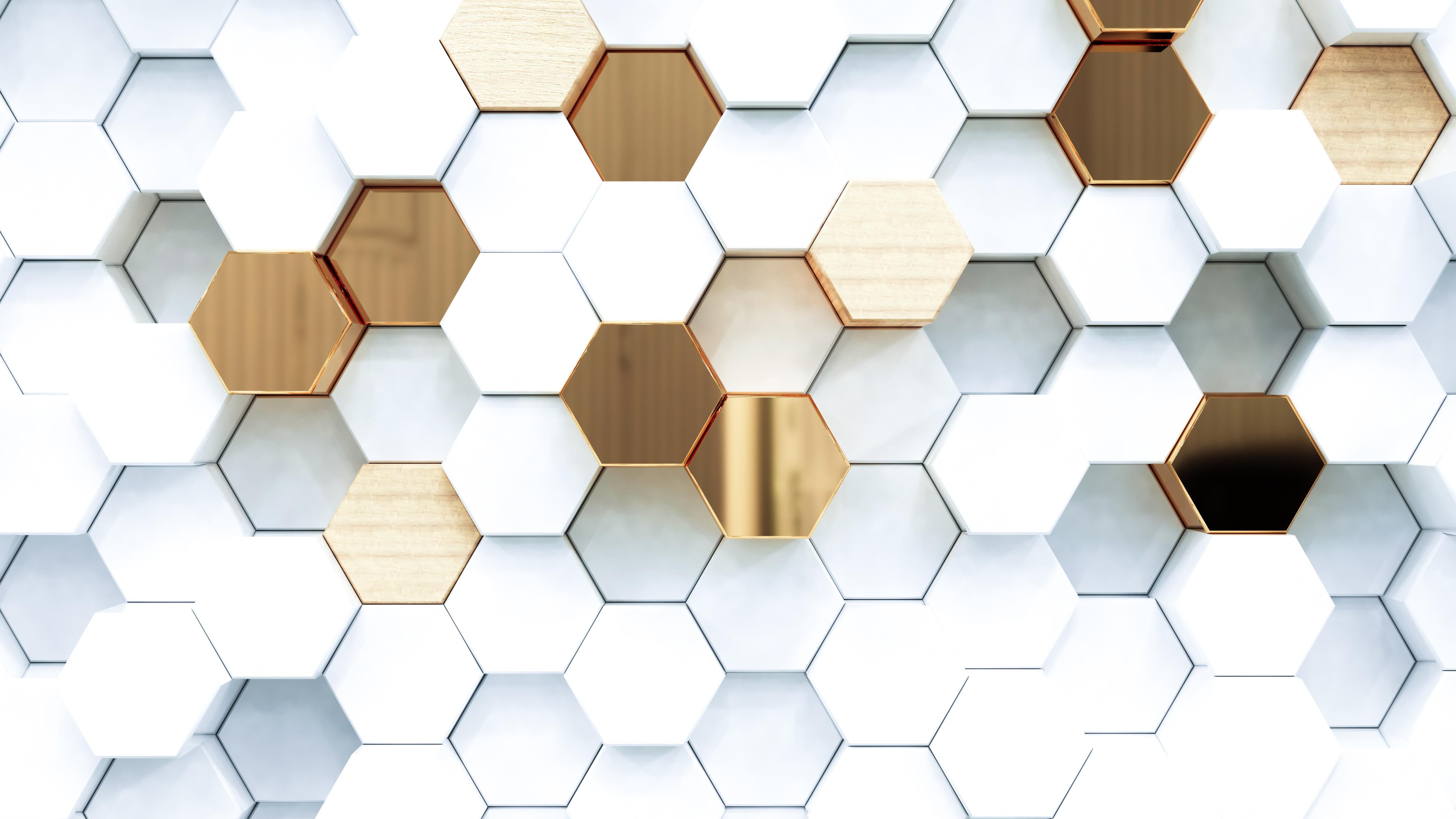 Duschrückwand-Weiß-Goldene Hexagon Prachtstruktur