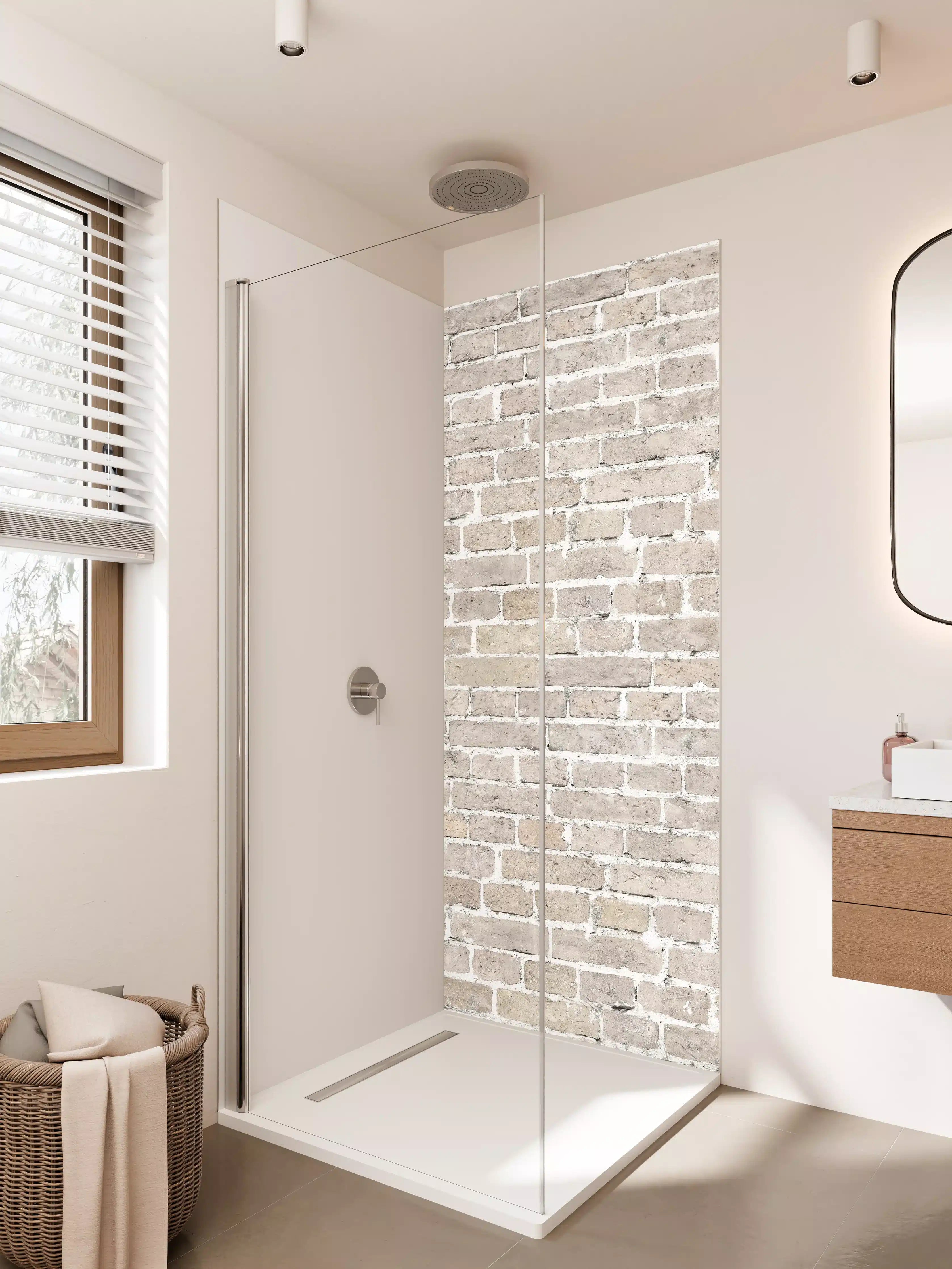 Duschrückwand - Weiß gewaschenes altes Mauerpanorama