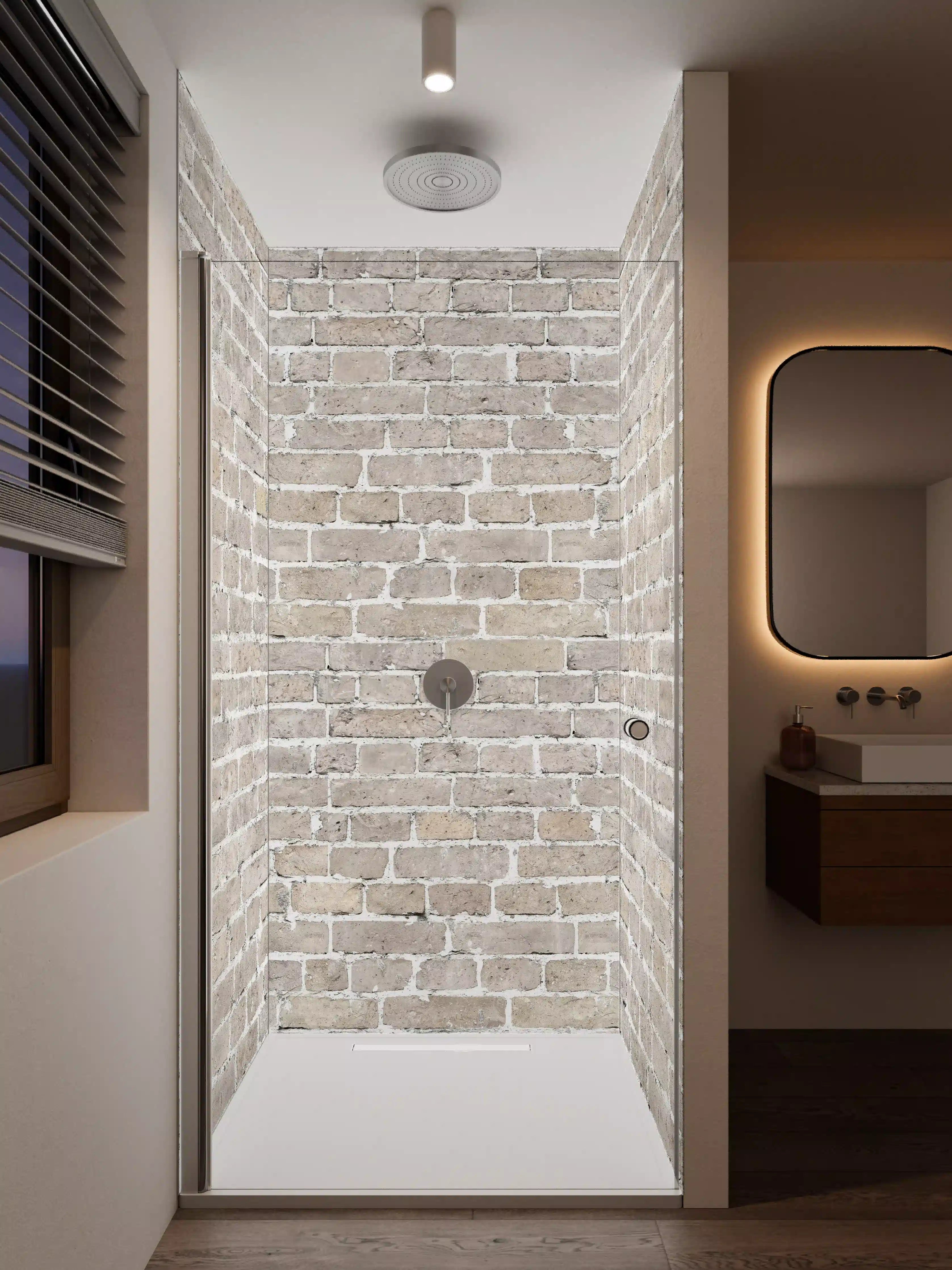 Duschrückwand - Weiß gewaschenes altes Mauerpanorama