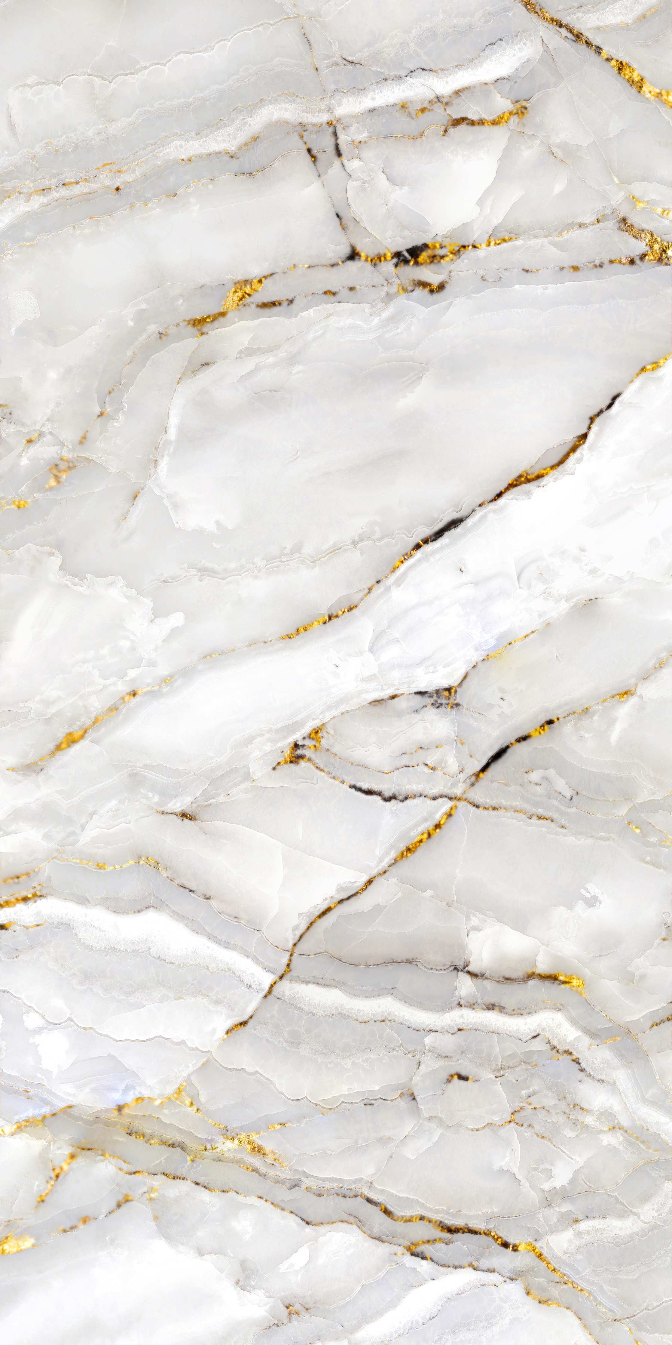 Duschrückwand-Weiße Marmor-Optik mit goldenen Akzenten