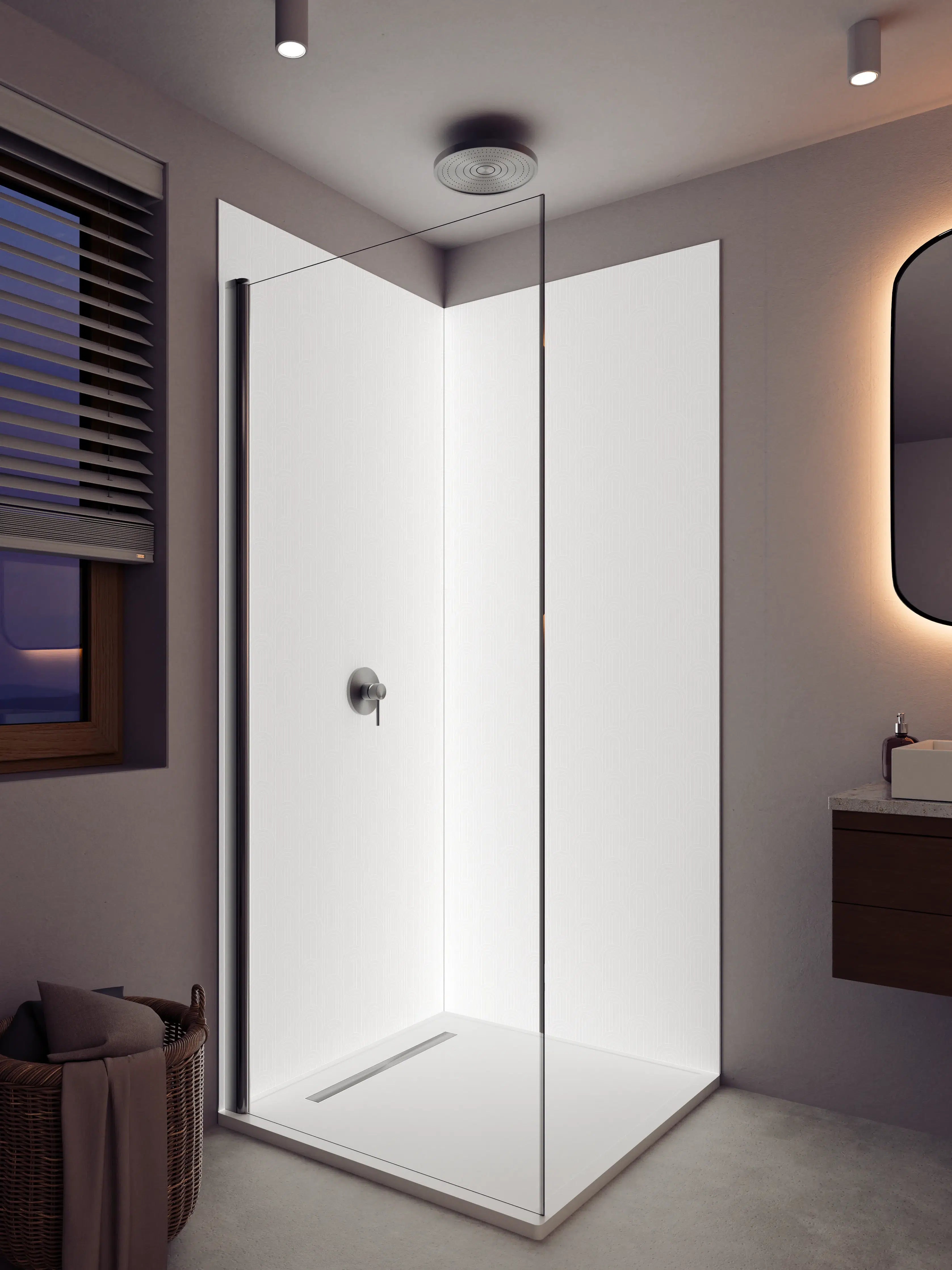 Duschrückwand - Weiße Wand mit feiner Struktur