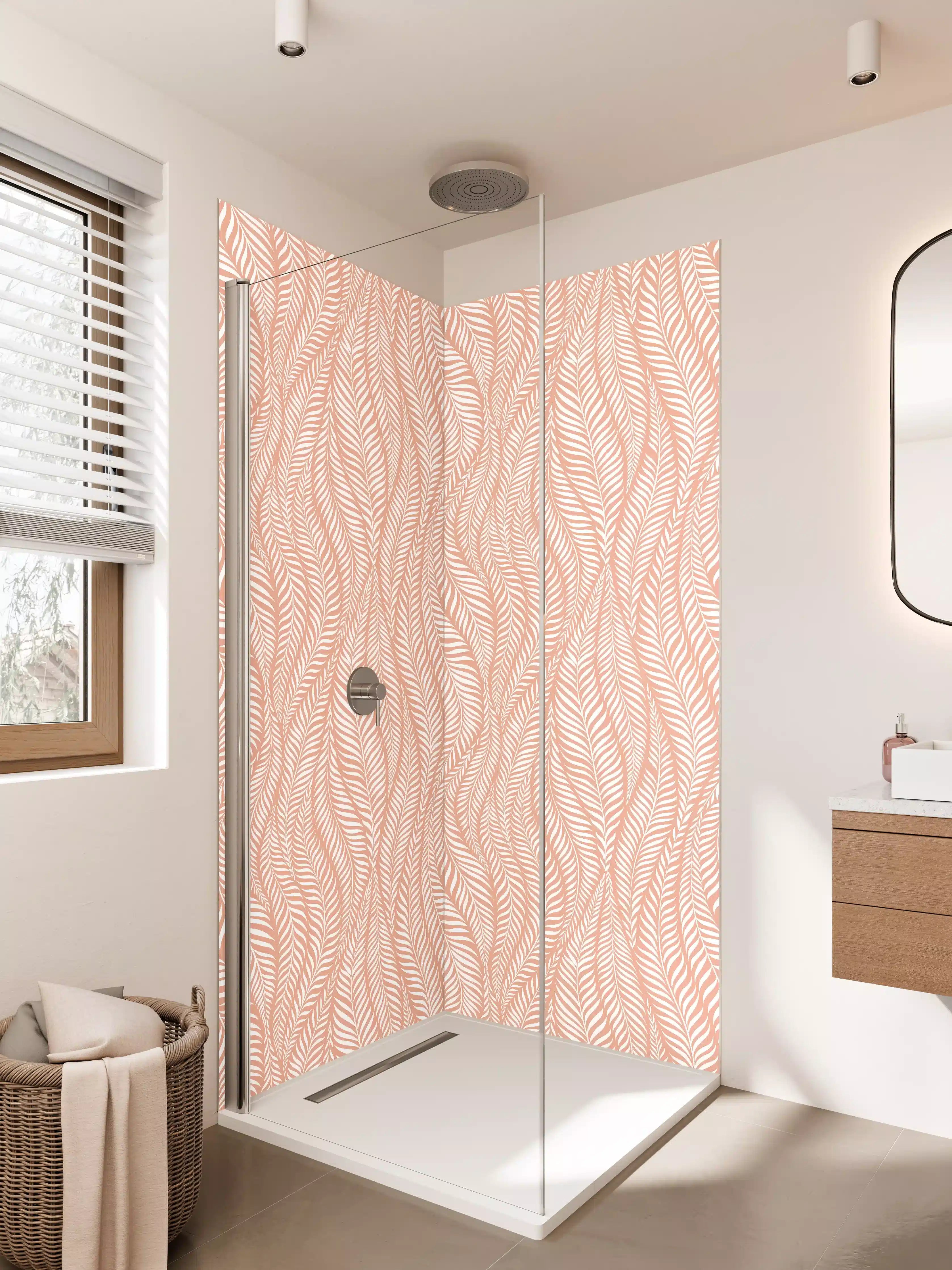 Duschrückwand - Zarter Rosé-Pink-Wellness-Muster