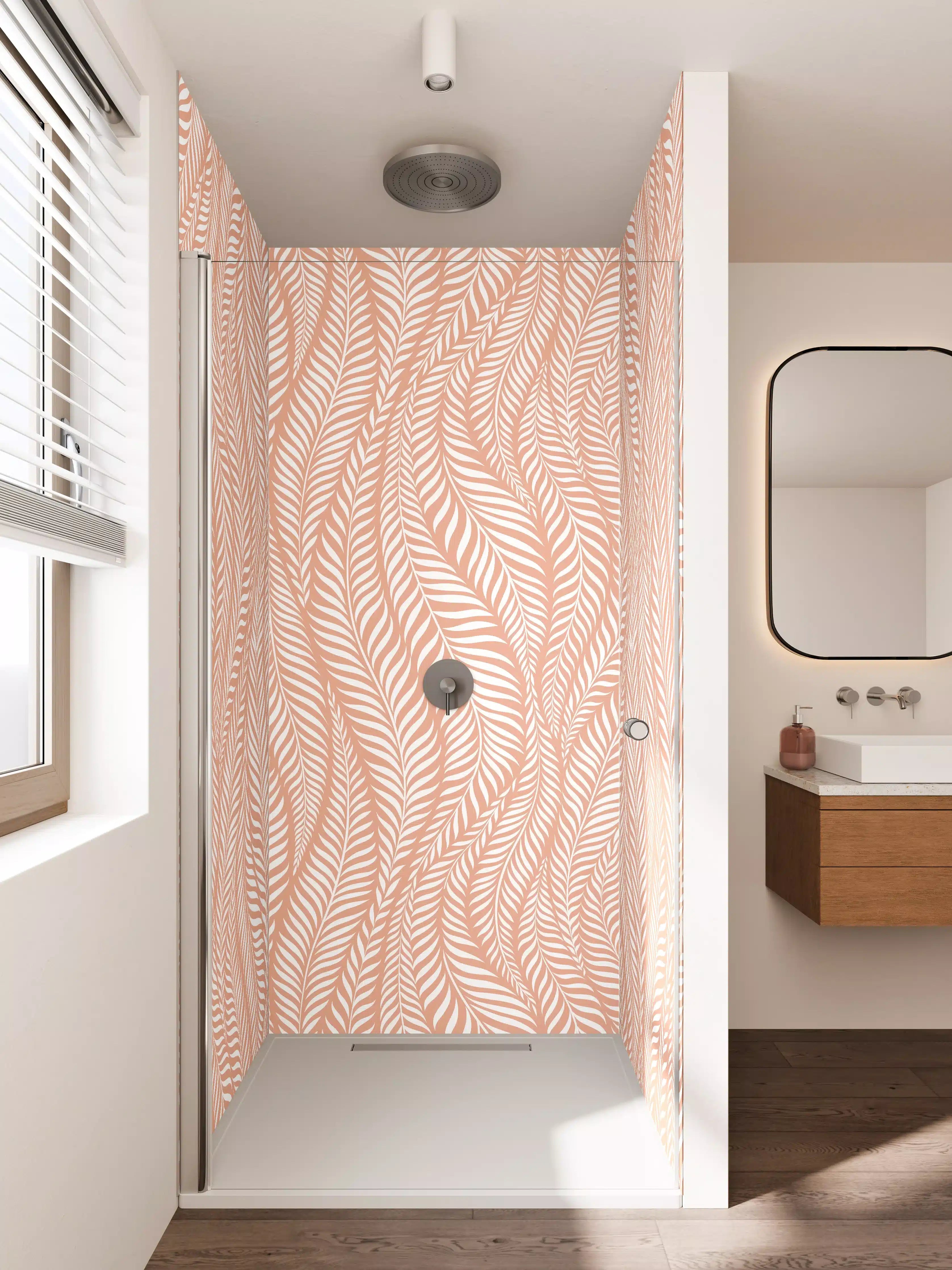 Duschrückwand - Zarter Rosé-Pink-Wellness-Muster