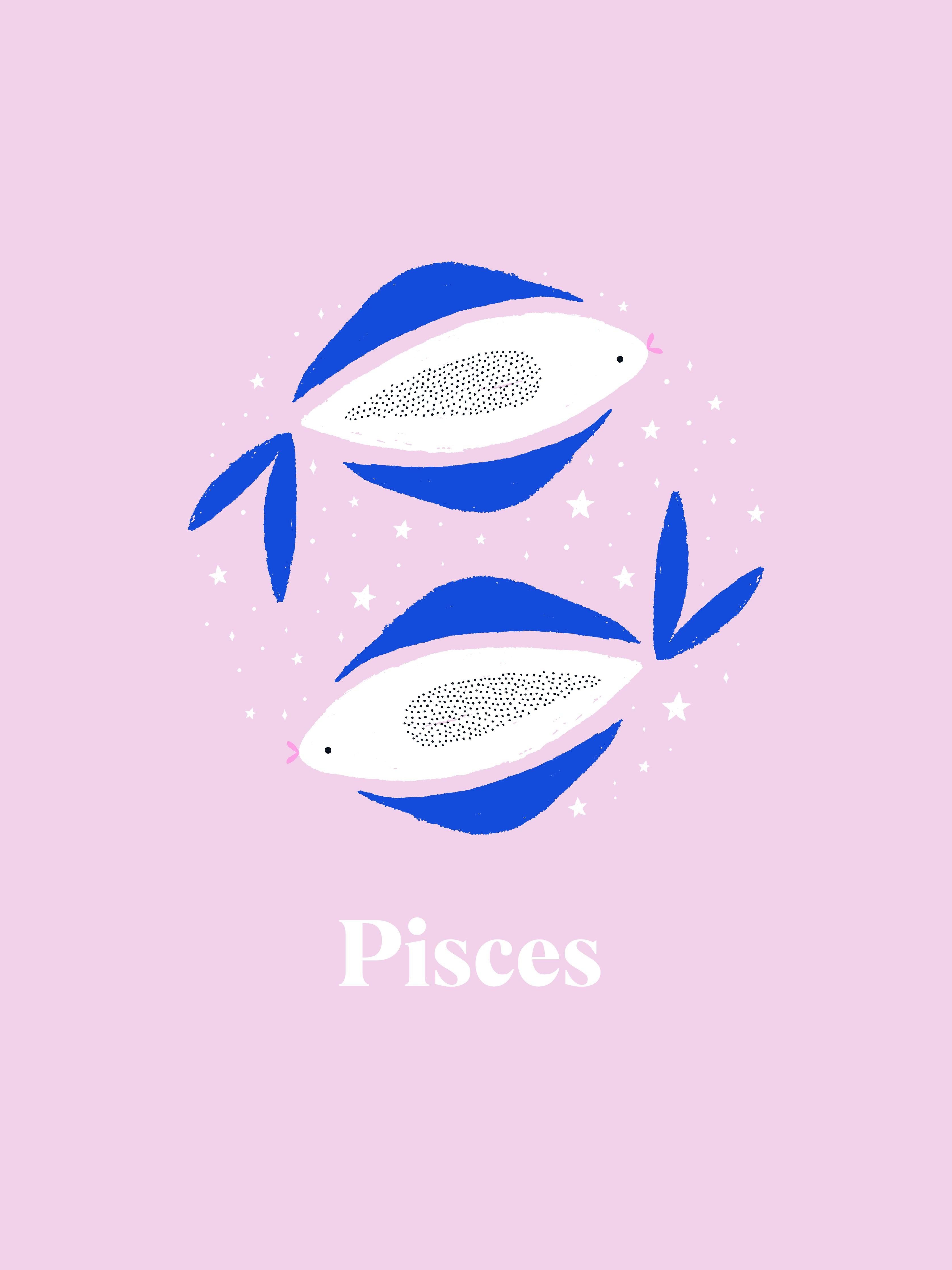 Duschrückwand-Zodiak Pisces Sternzeichen Illustration