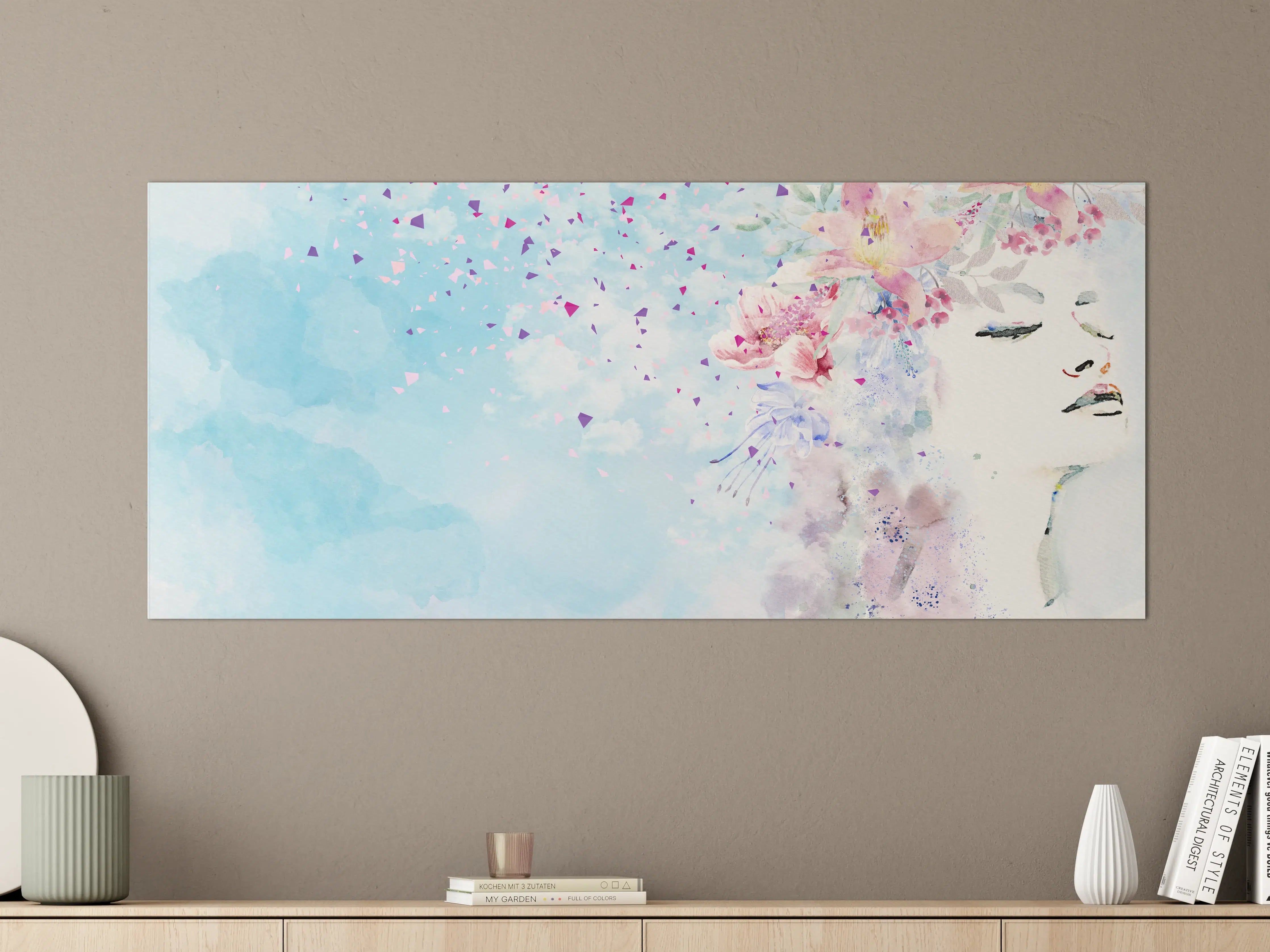 Große Wandbilder -  Abstraktes frühlings Aquarell einer Frau