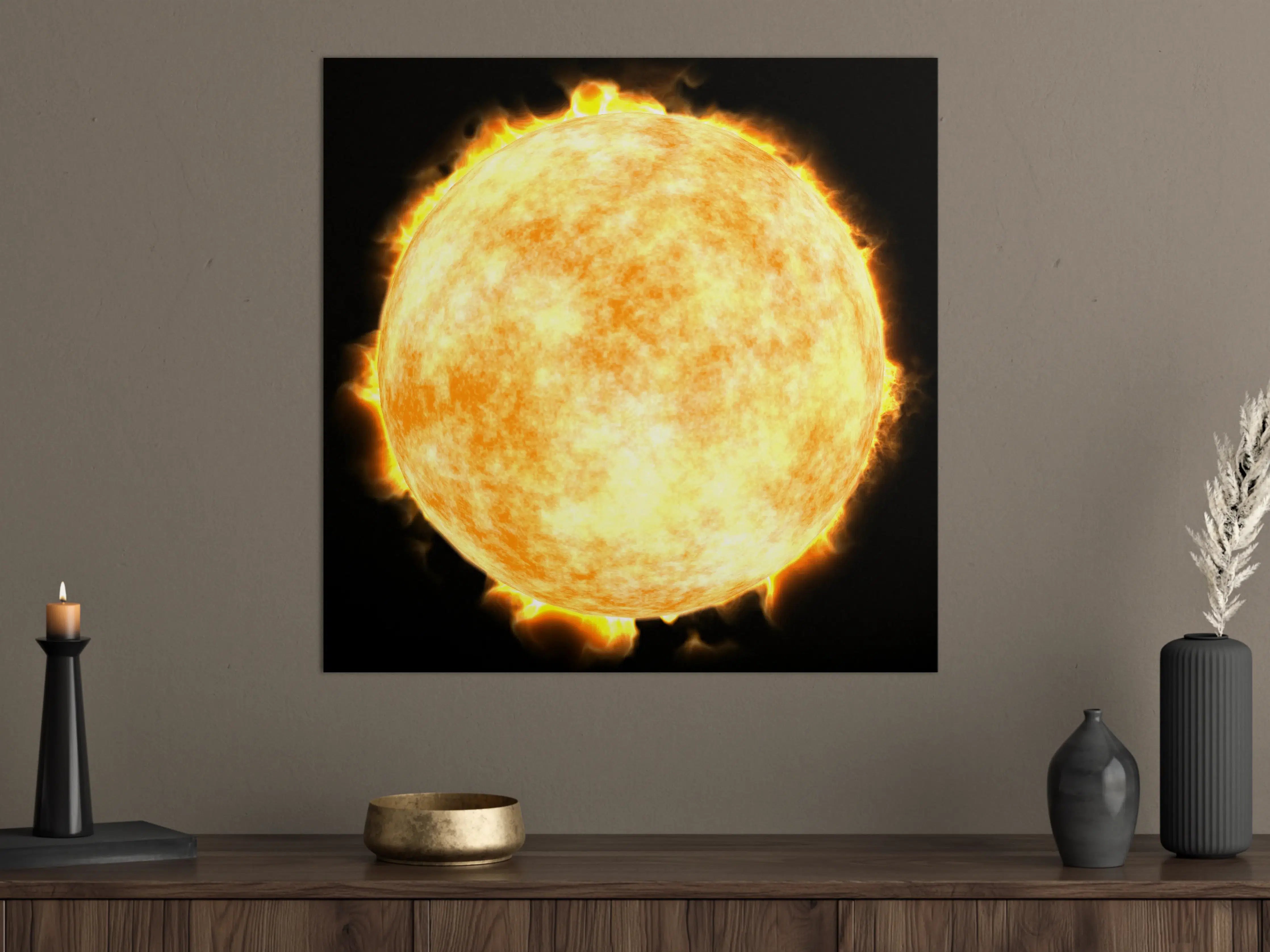Große Wandbilder -  Sonne auf Schwarzem Hintergrund