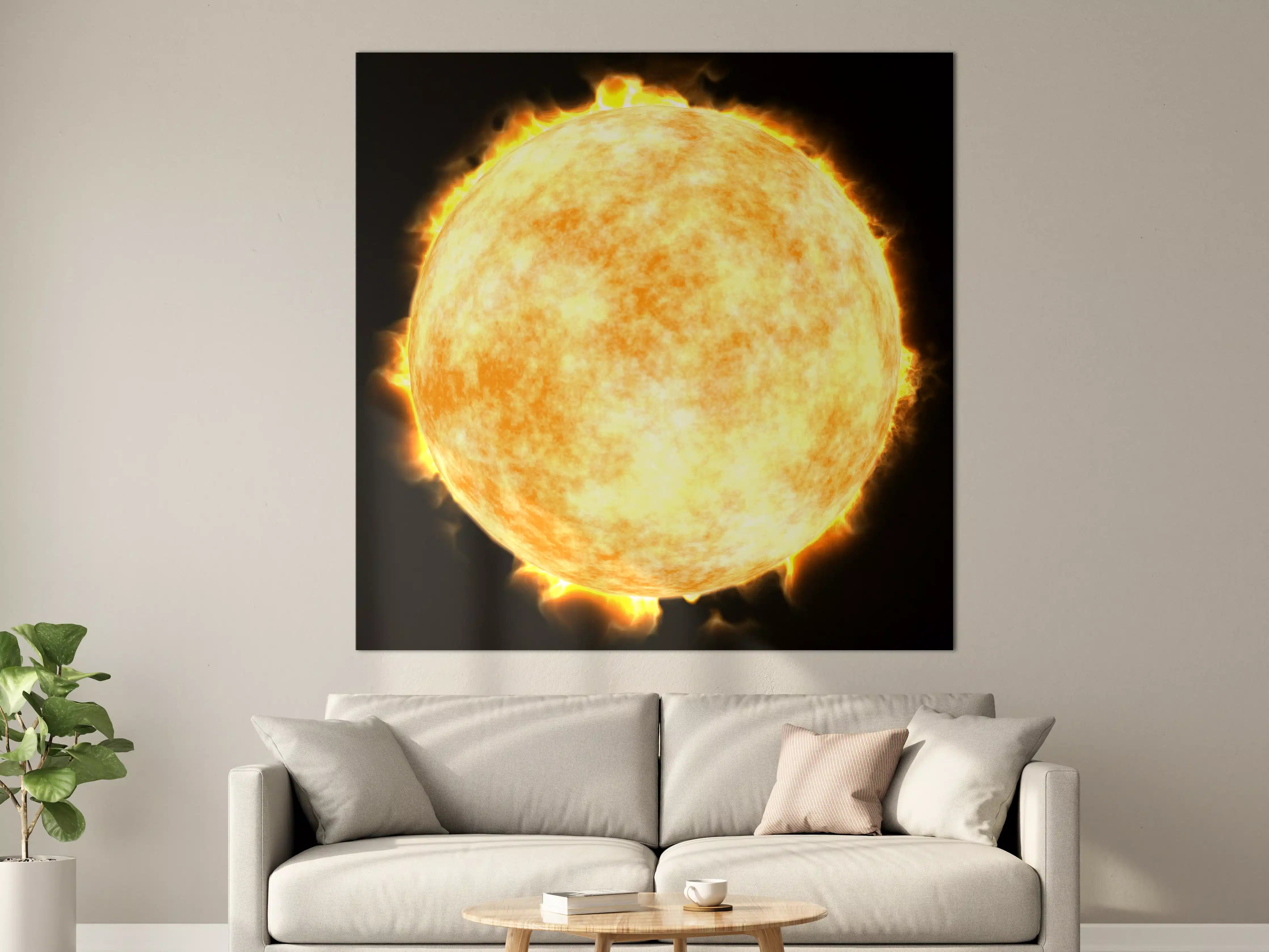 Große Wandbilder -  Sonne auf Schwarzem Hintergrund
