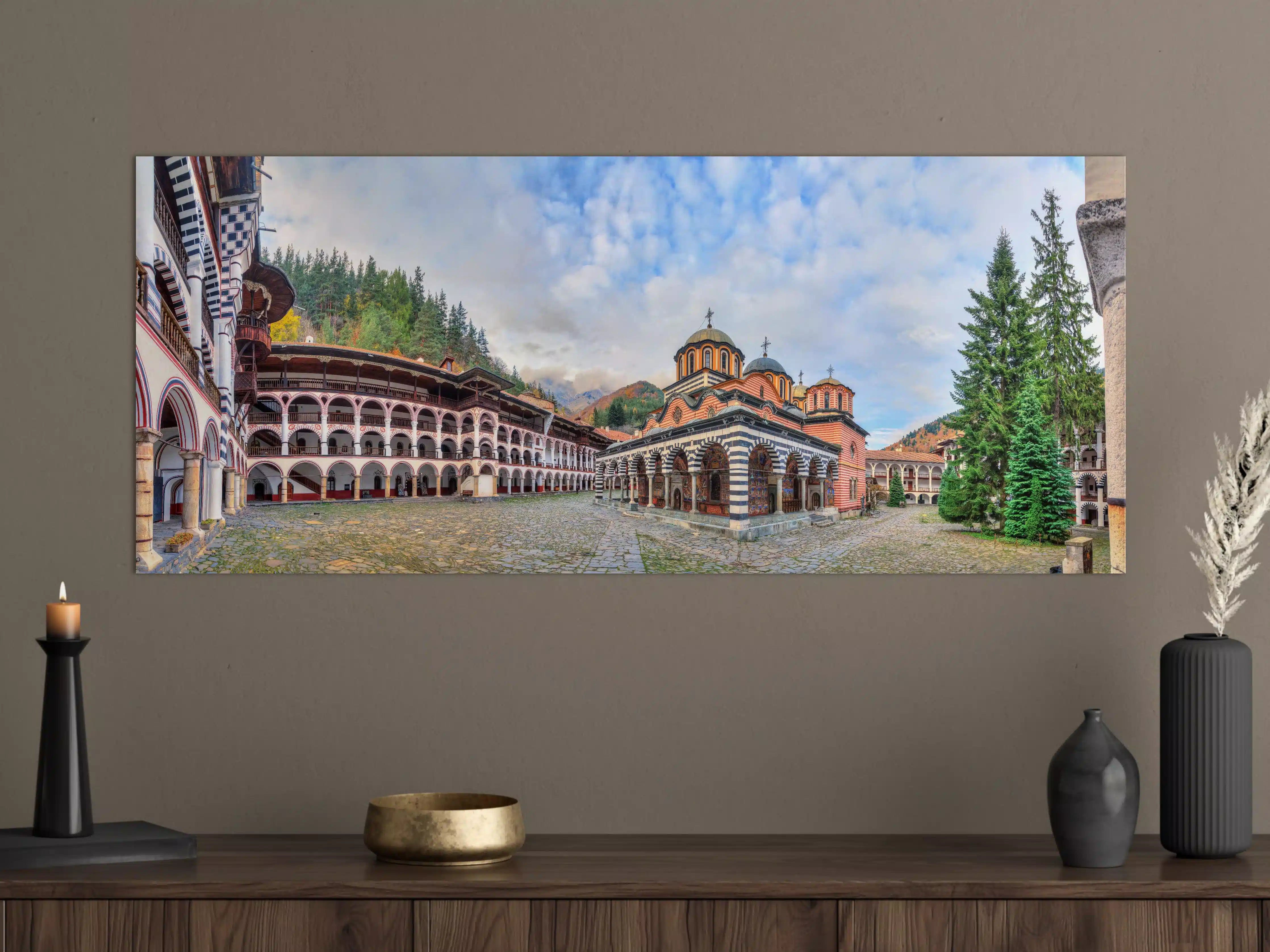Große Wandbilder -  Wunderschöner Panoramablick auf das Rila-Kloster