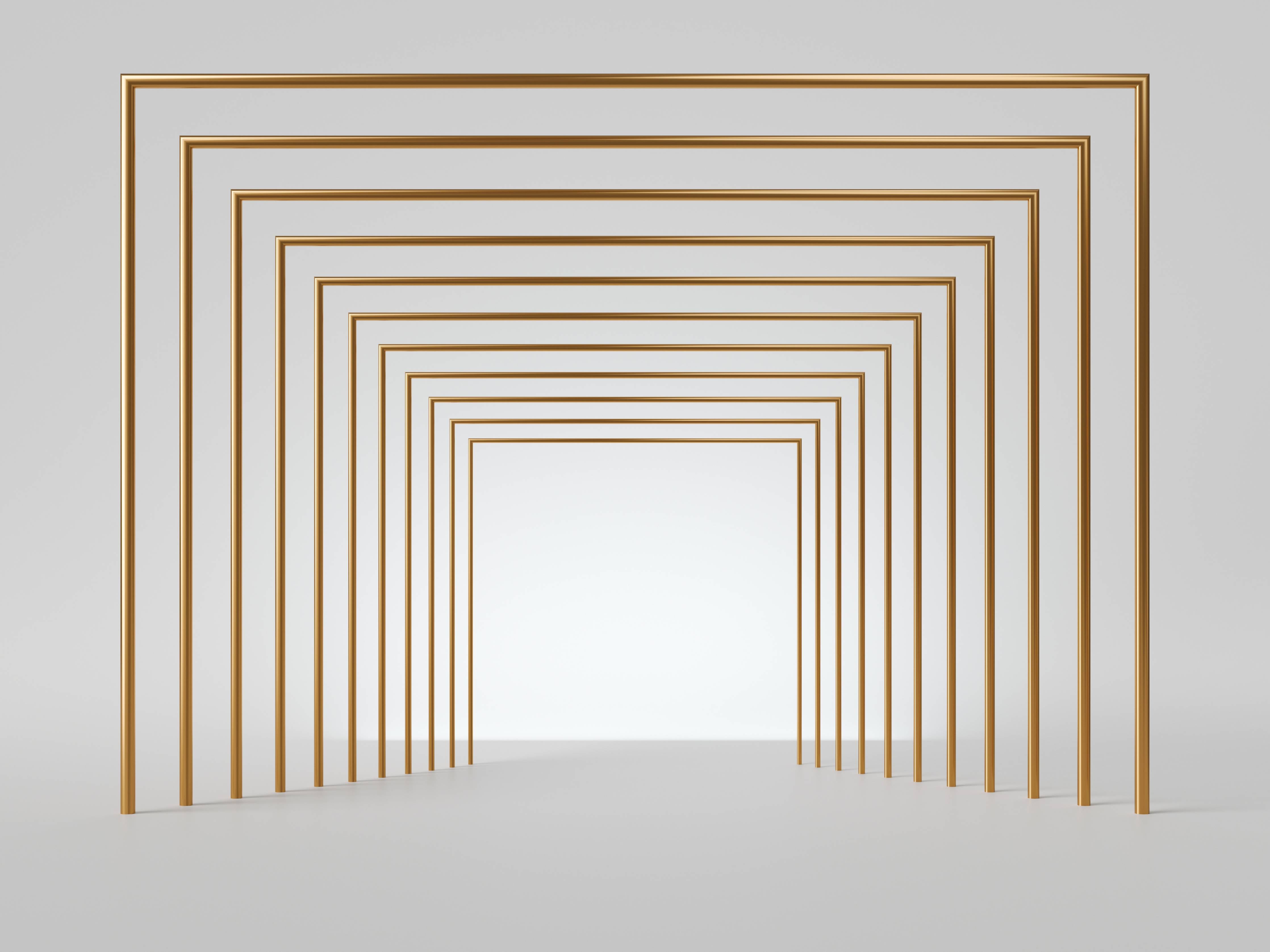 Große Wandbilder-3D-Design eines Tunnels mit vergoldeten Stangen