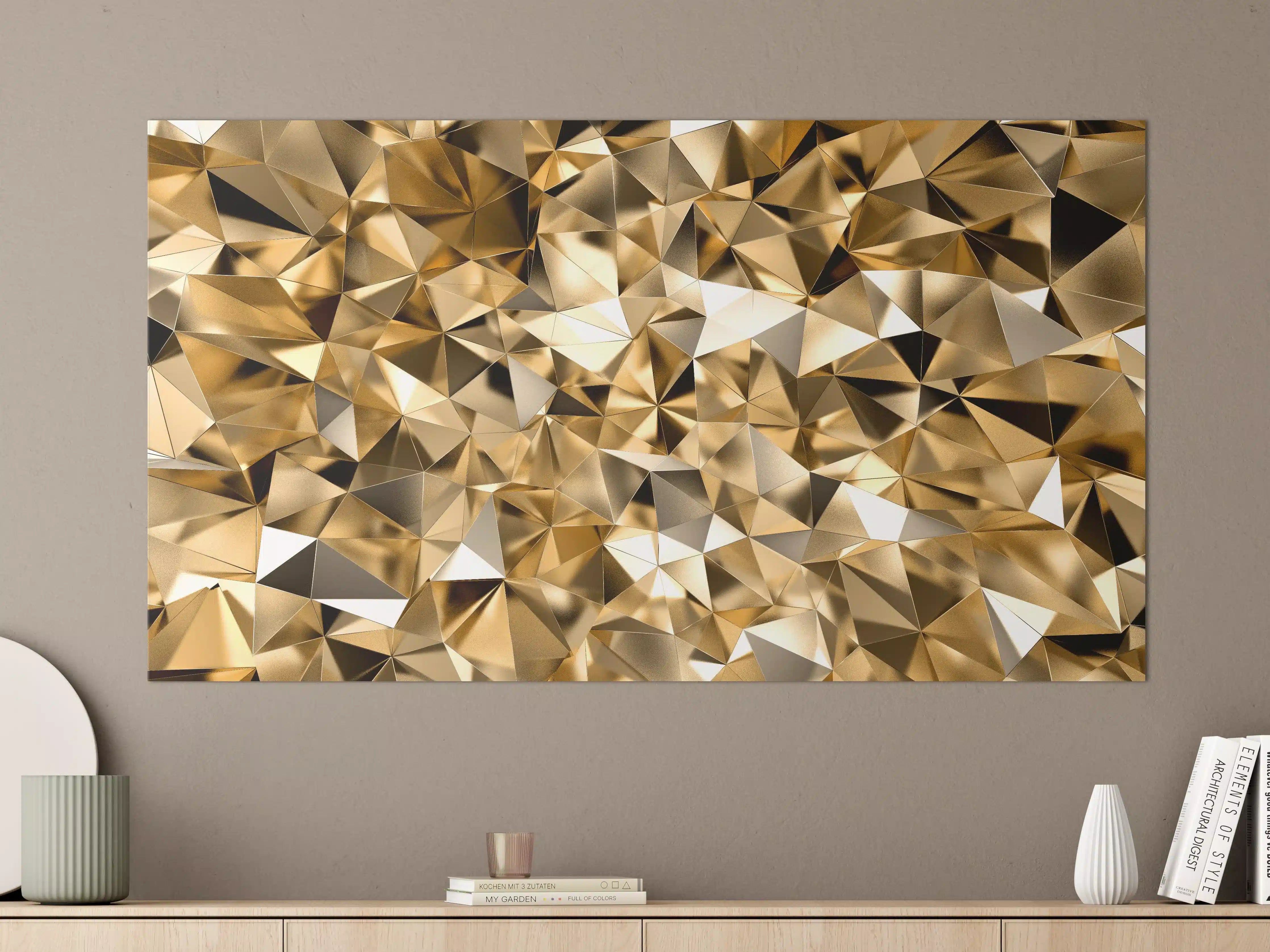 Große Wandbilder - 3D Goldenes Kristall Design