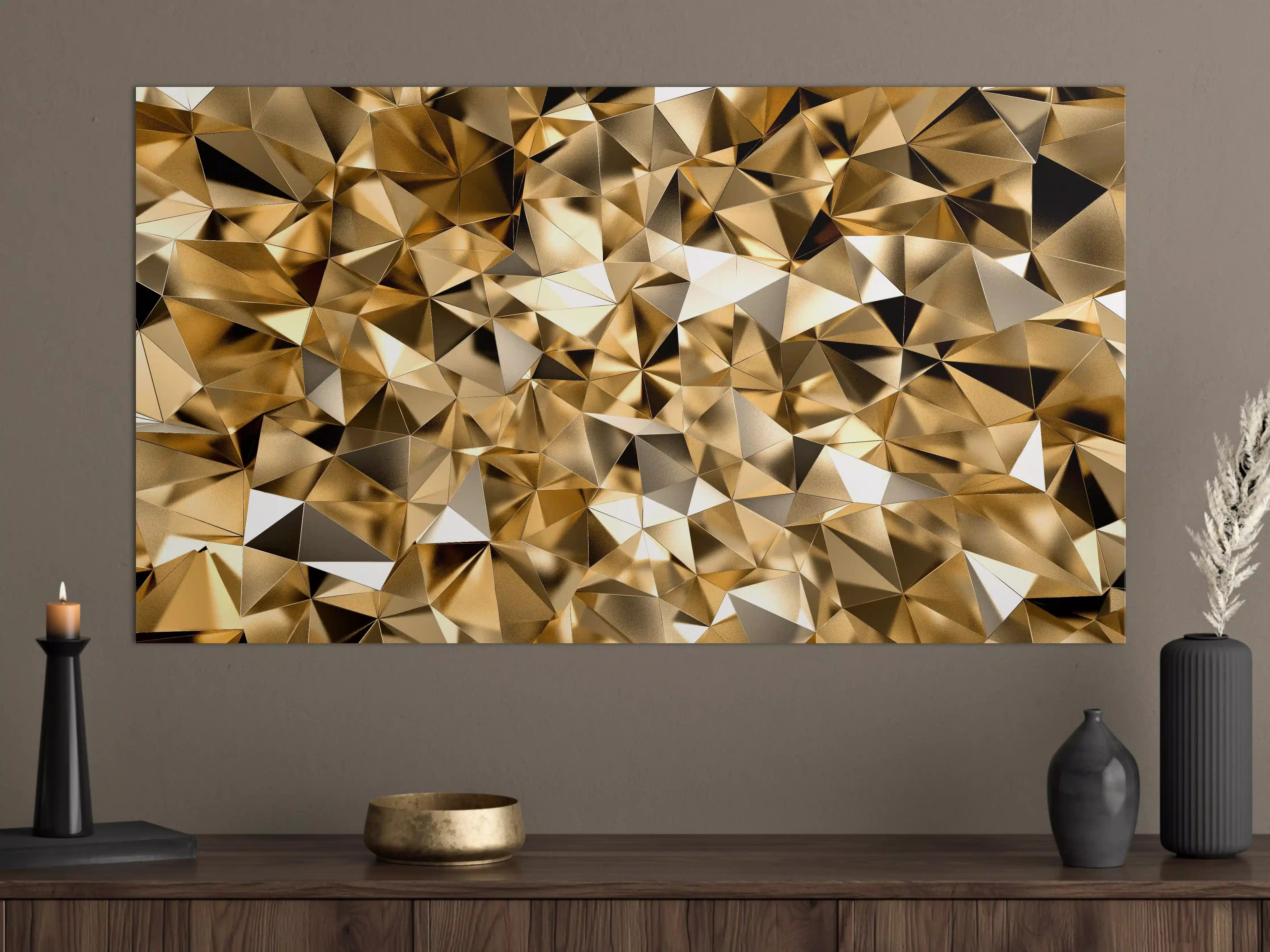 Große Wandbilder - 3D Goldenes Kristall Design