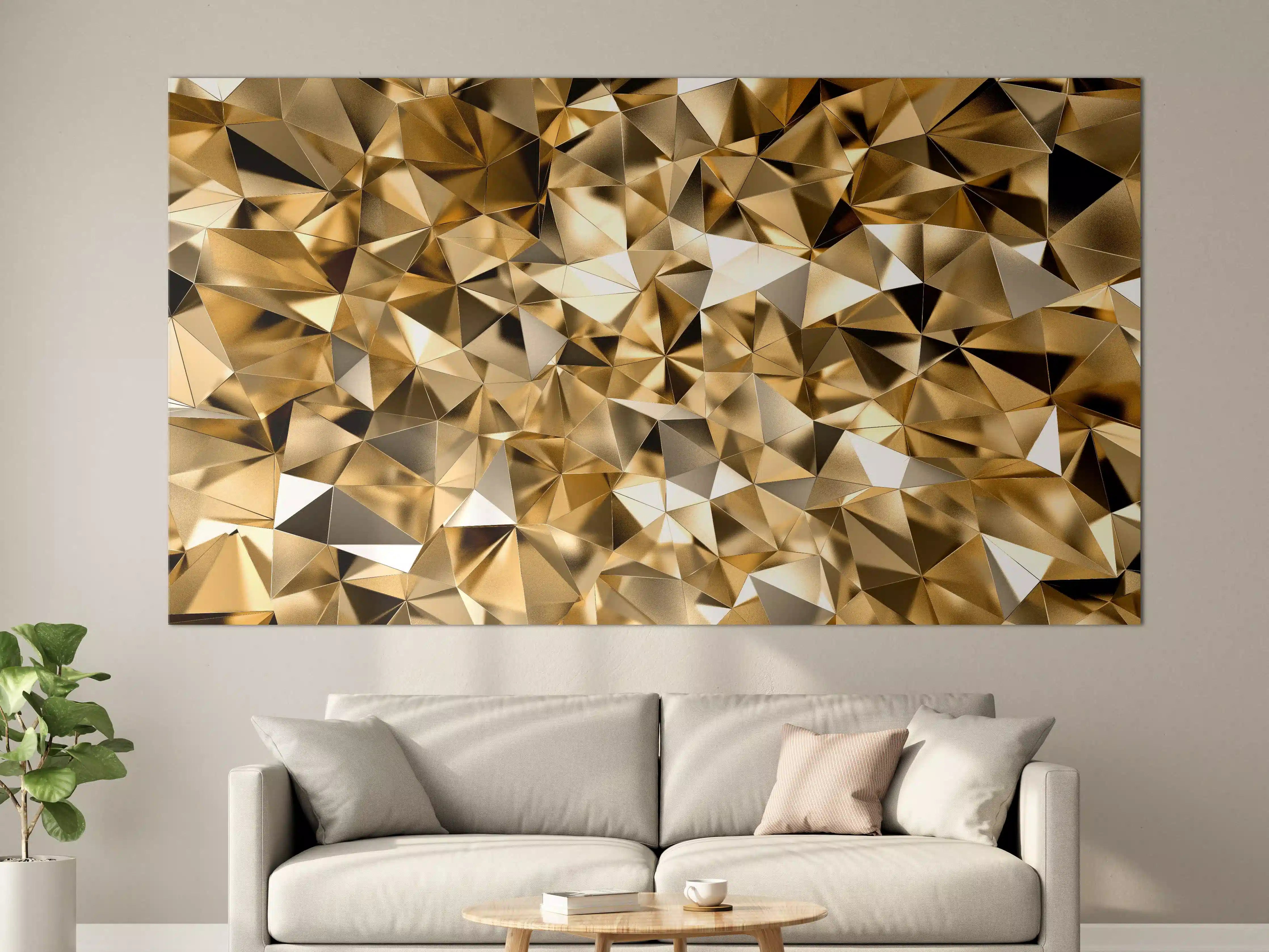 Große Wandbilder - 3D Goldenes Kristall Design